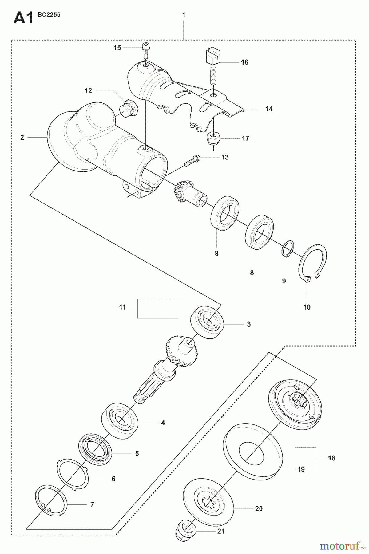 Jonsered Motorsensen, Trimmer FC2255W - Jonsered String/Brush Trimmer (2007-08) BEVEL GEAR #1