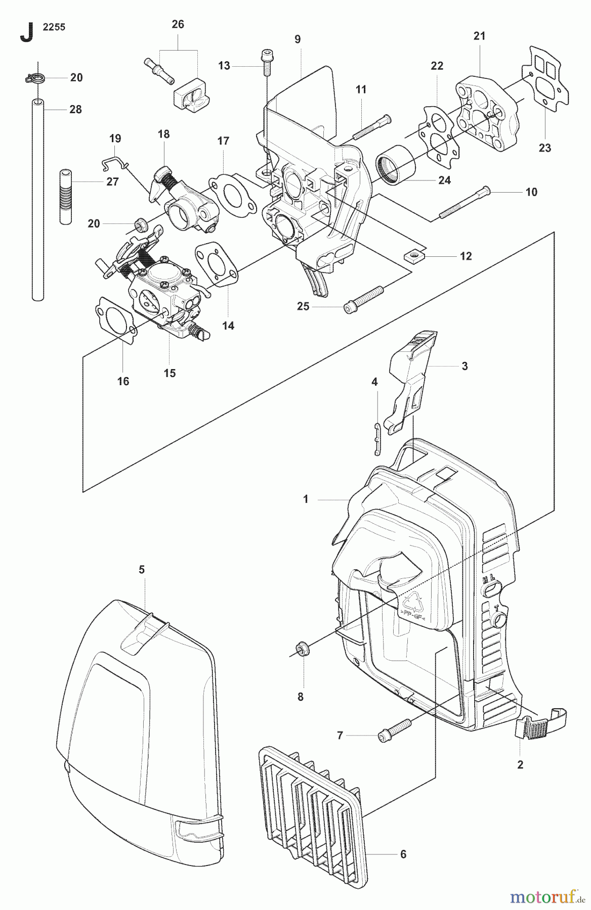 Jonsered Motorsensen, Trimmer FC2255W - Jonsered String/Brush Trimmer (2007-08) CARBURETOR AIR FILTER