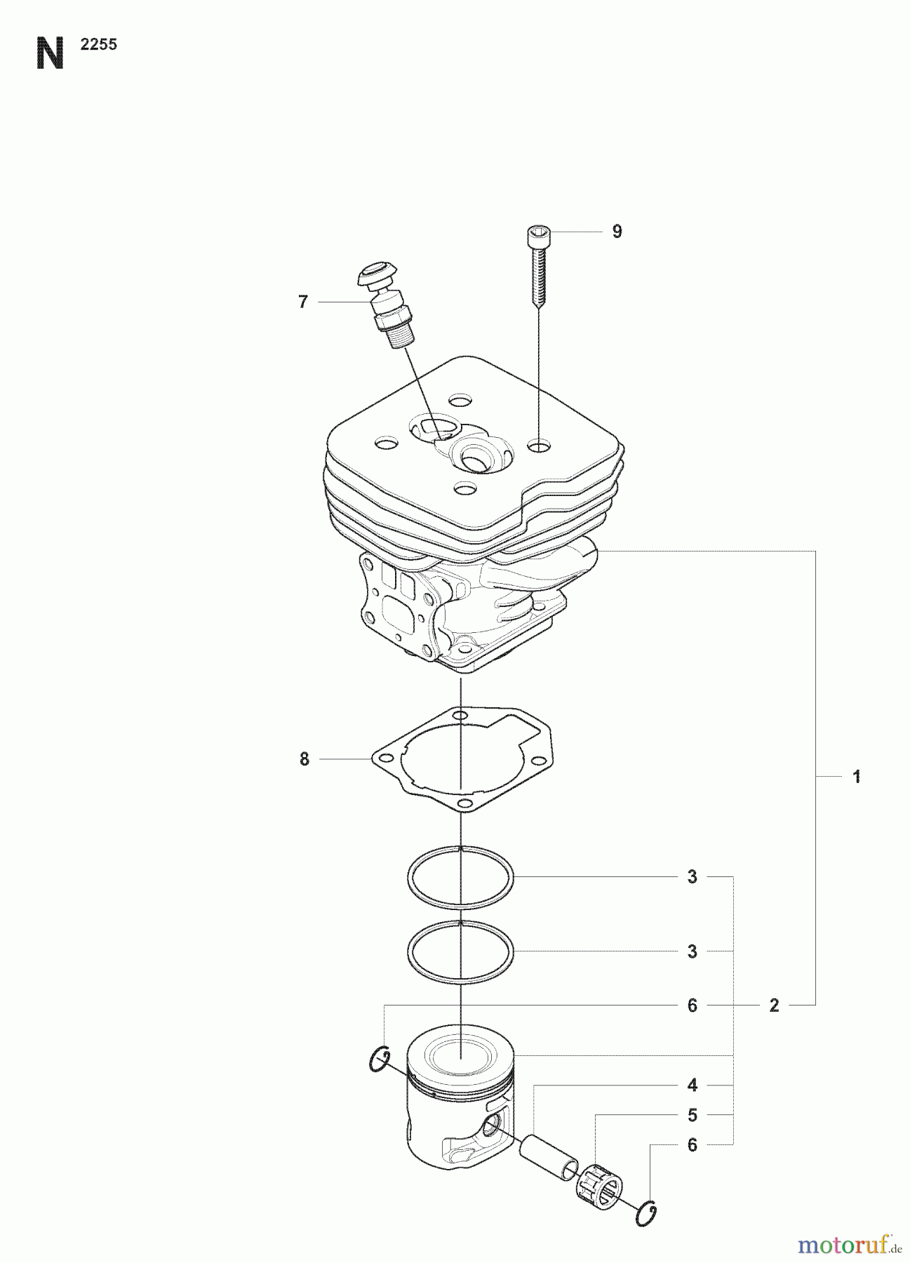 Jonsered Motorsensen, Trimmer FC2255W - Jonsered String/Brush Trimmer (2007-08) CYLINDER PISTON