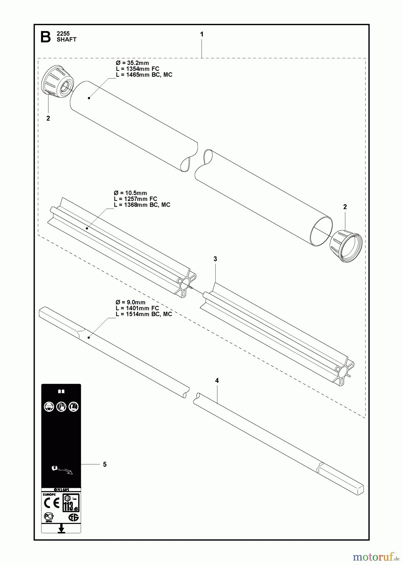 Jonsered Motorsensen, Trimmer FC2255W - Jonsered String/Brush Trimmer (2011-01) SHAFT