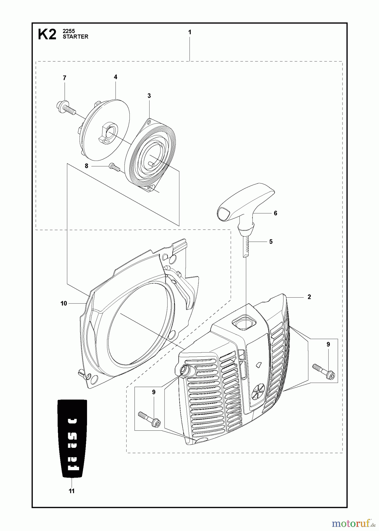 Jonsered Motorsensen, Trimmer FC2255 - Jonsered String/Brush Trimmer (2011-01) STARTER #1