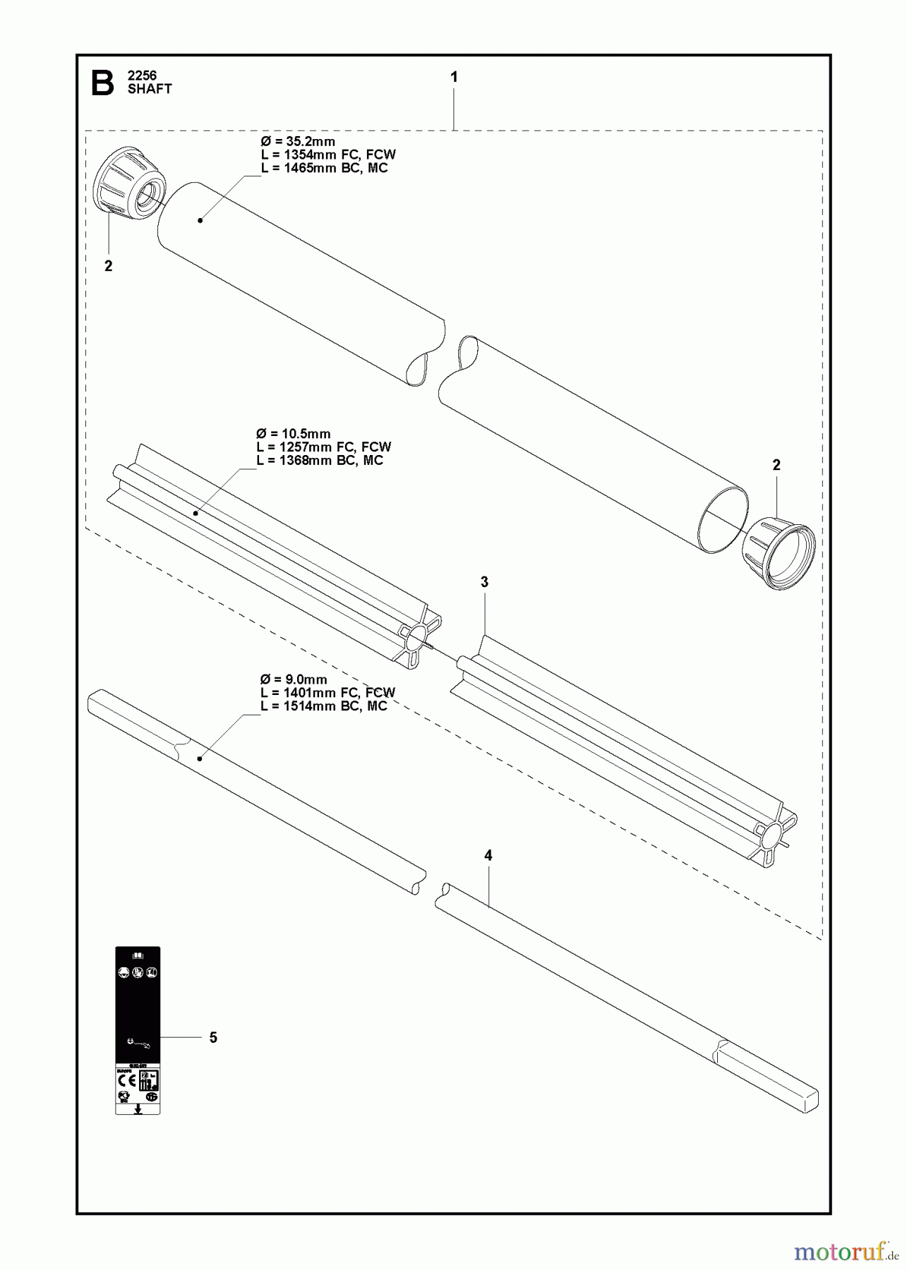 Jonsered Motorsensen, Trimmer FC2256 - Jonsered String/Brush Trimmer (2011-01) SHAFT