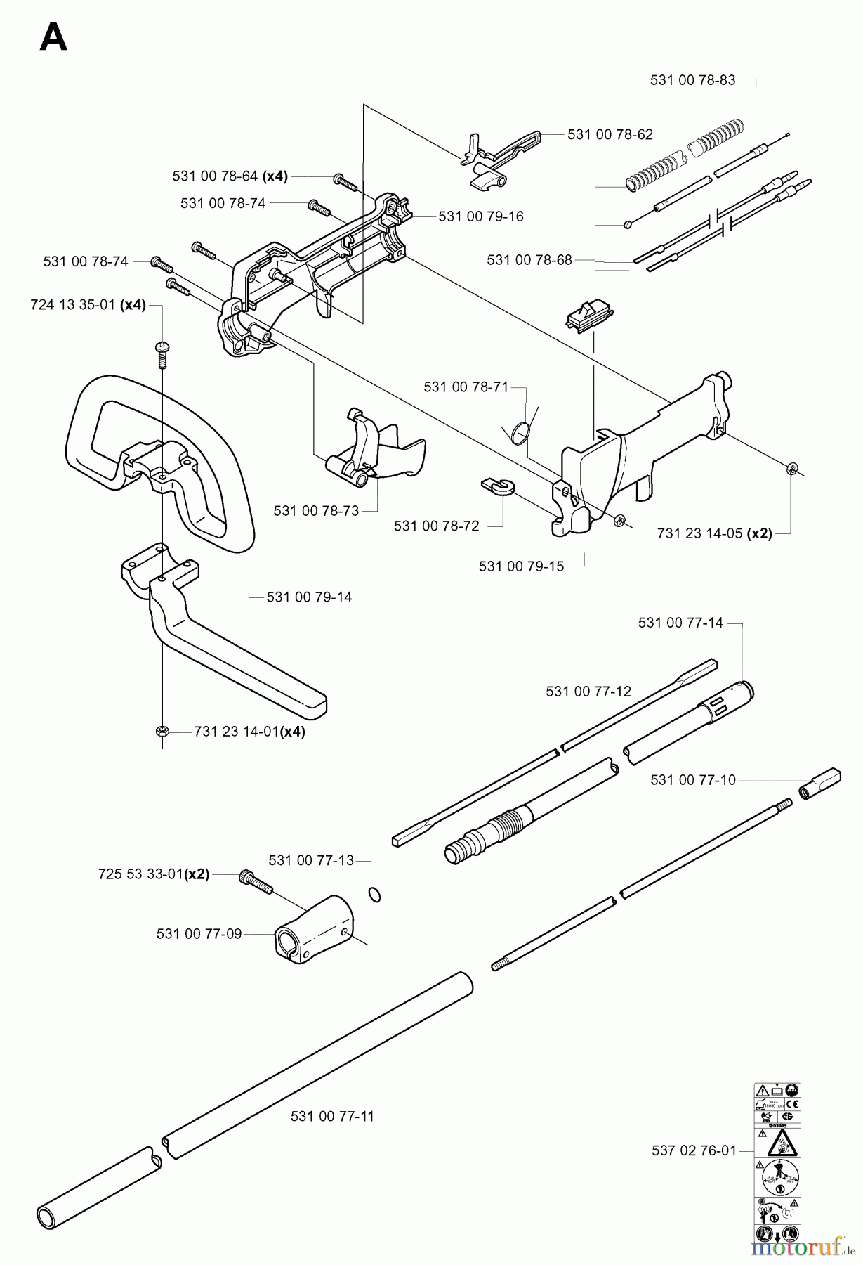 Jonsered Motorsensen, Trimmer BP2052 - Jonsered String/Brush Trimmer (2001-02) SHAFT HANDLE