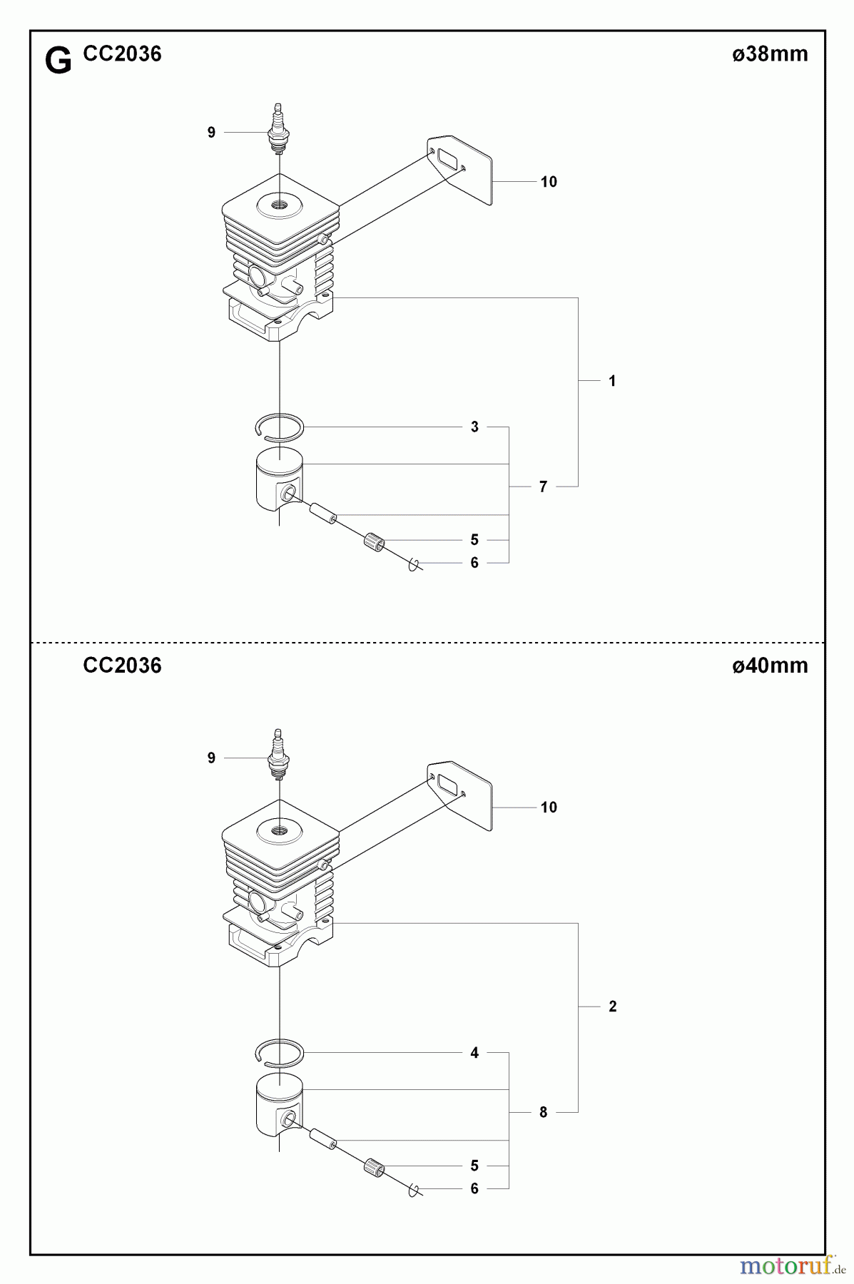 Jonsered Motorsensen, Trimmer CC2036 - Jonsered String/Brush Trimmer (2008-08) CYLINDER PISTON
