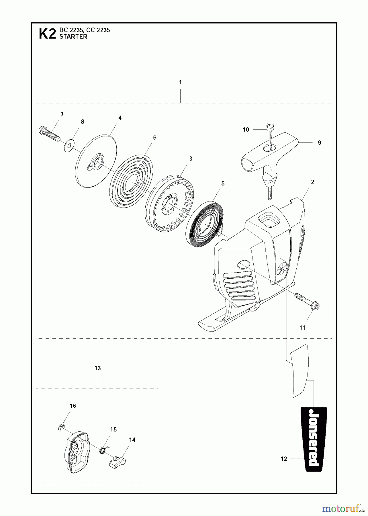  Jonsered Motorsensen, Trimmer CC2235 - Jonsered String/Brush Trimmer (2011-02) STARTER #2