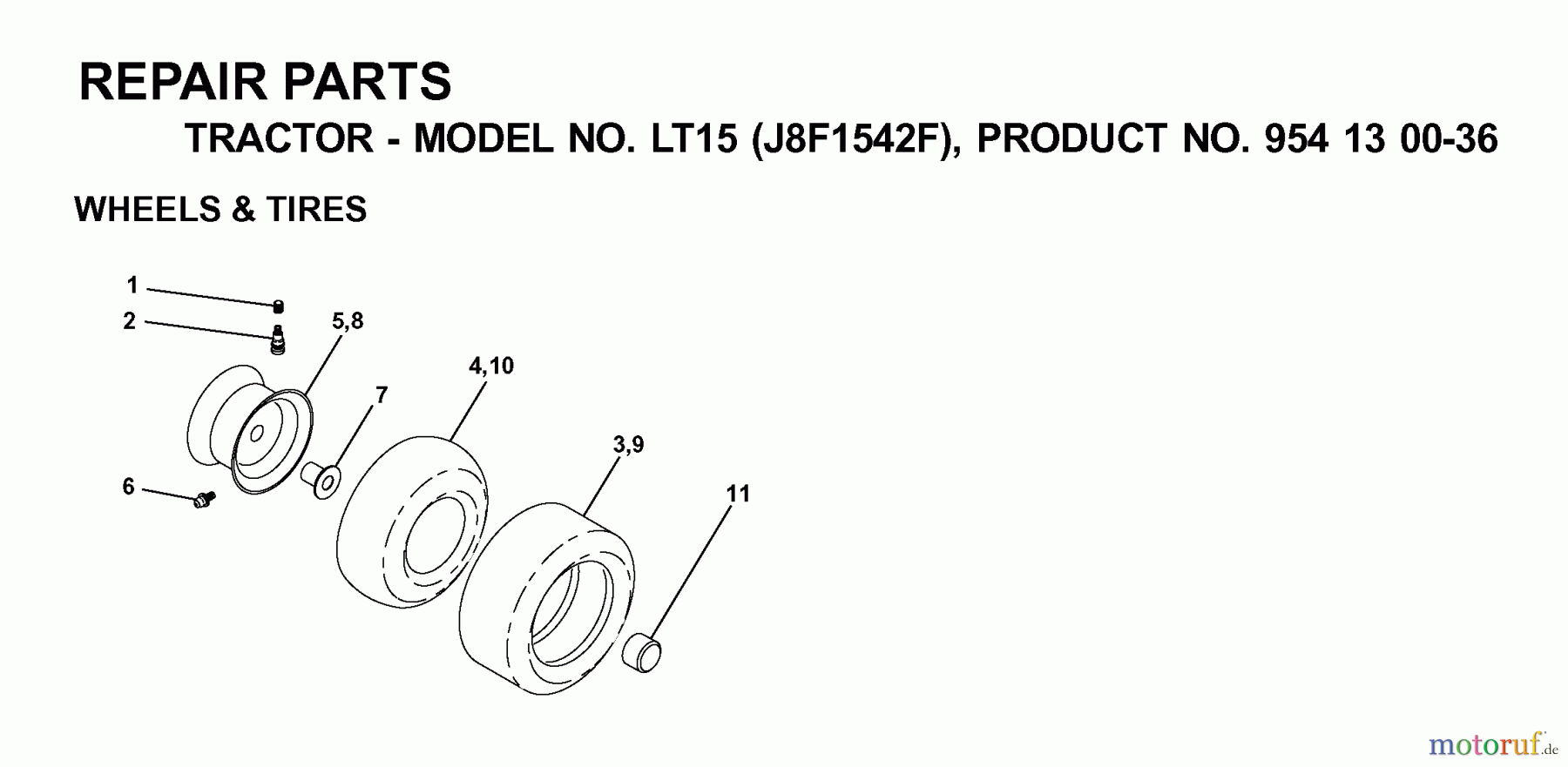 Jonsered Rasen und Garten Traktoren LT15 (J8F1542F, 954130036) - Jonsered Lawn & Garden Tractor (2000-04) WHEELS TIRES