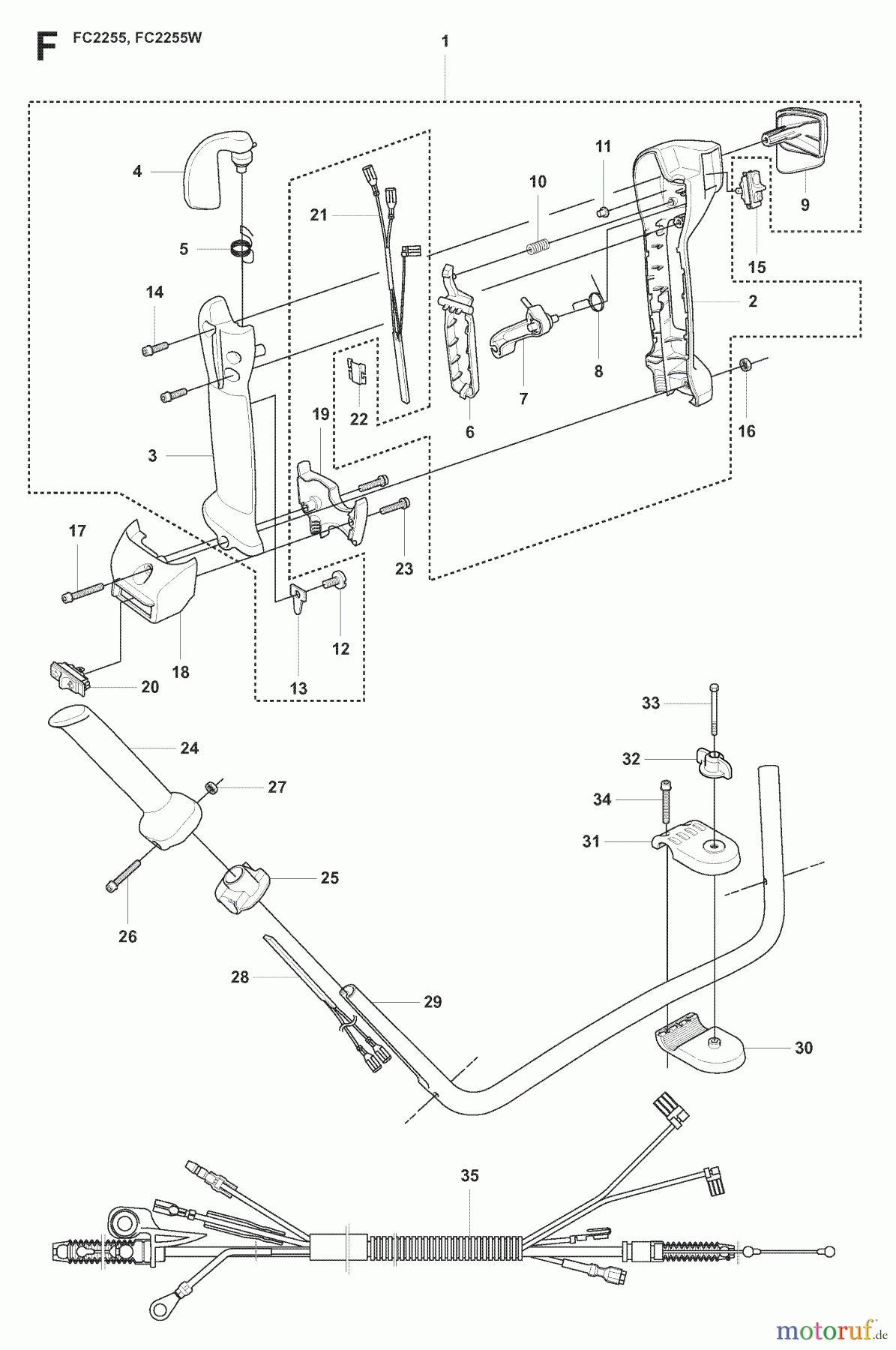 Jonsered Motorsensen, Trimmer FC2255W - Jonsered String/Brush Trimmer (2007-08) HANDLE CONTROLS