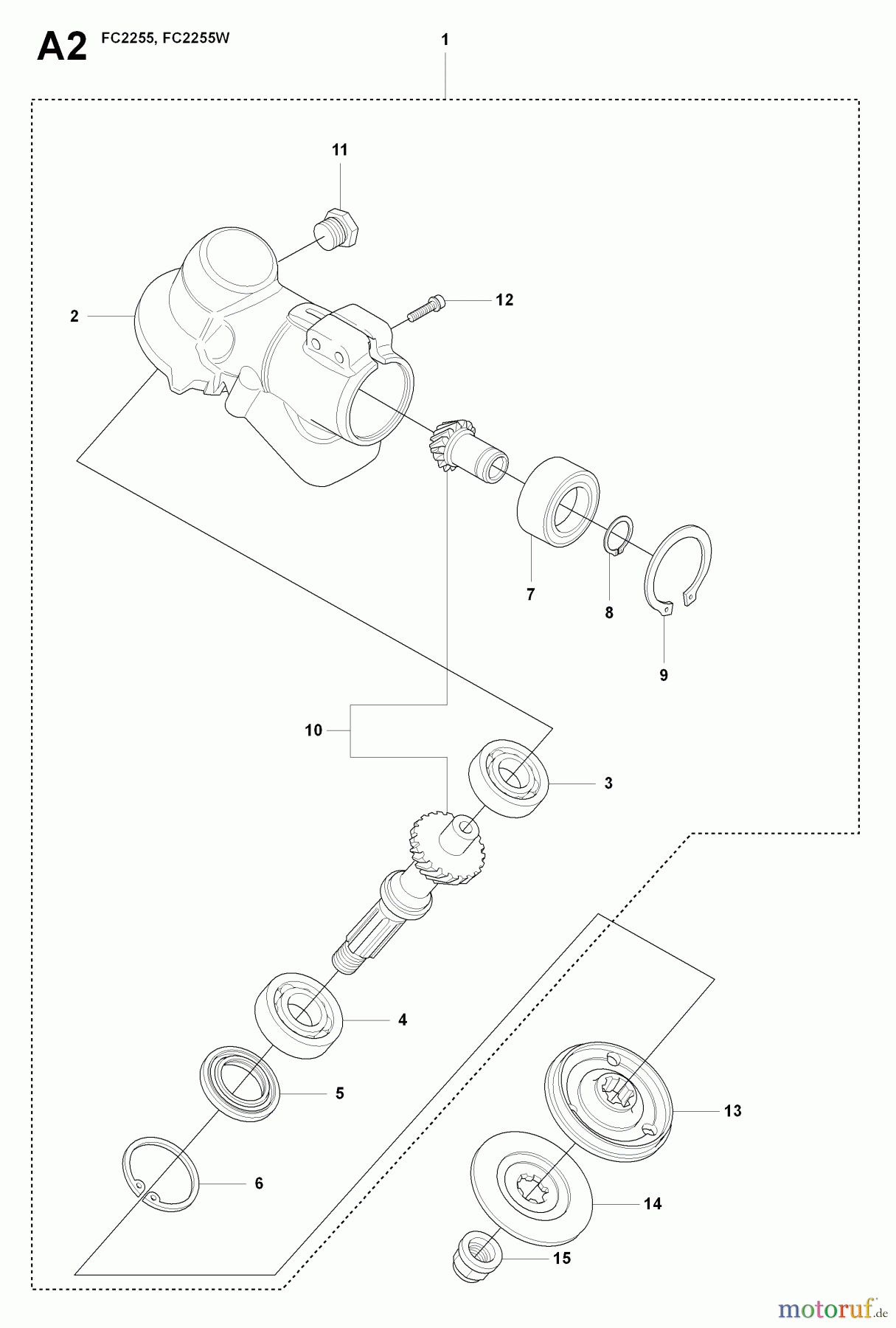 Jonsered Motorsensen, Trimmer FC2255 - Jonsered String/Brush Trimmer (2008-07) BEVEL GEAR