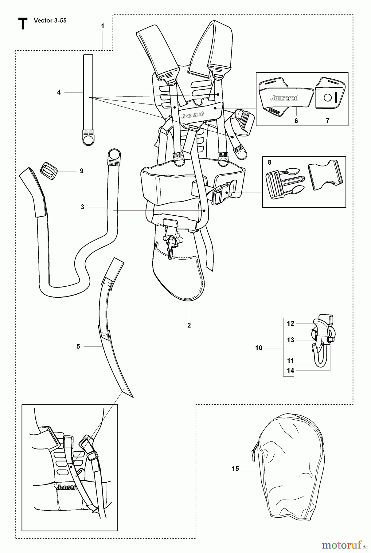 Jonsered Motorsensen, Trimmer FC2255 - Jonsered String/Brush Trimmer (2008-07) HARNESS