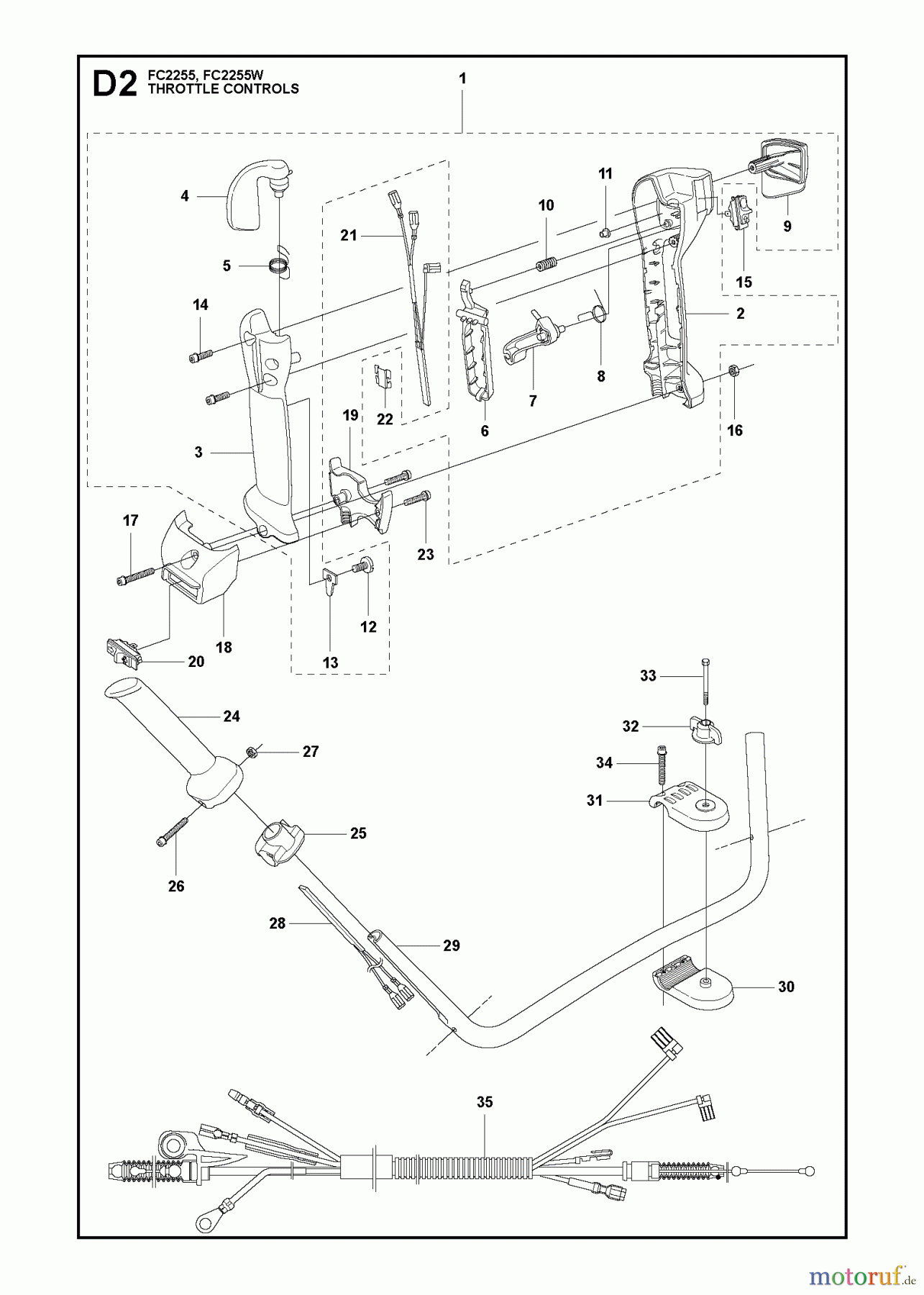 Jonsered Motorsensen, Trimmer FC2255W - Jonsered String/Brush Trimmer (2011-01) THROTTLE CONTROLS