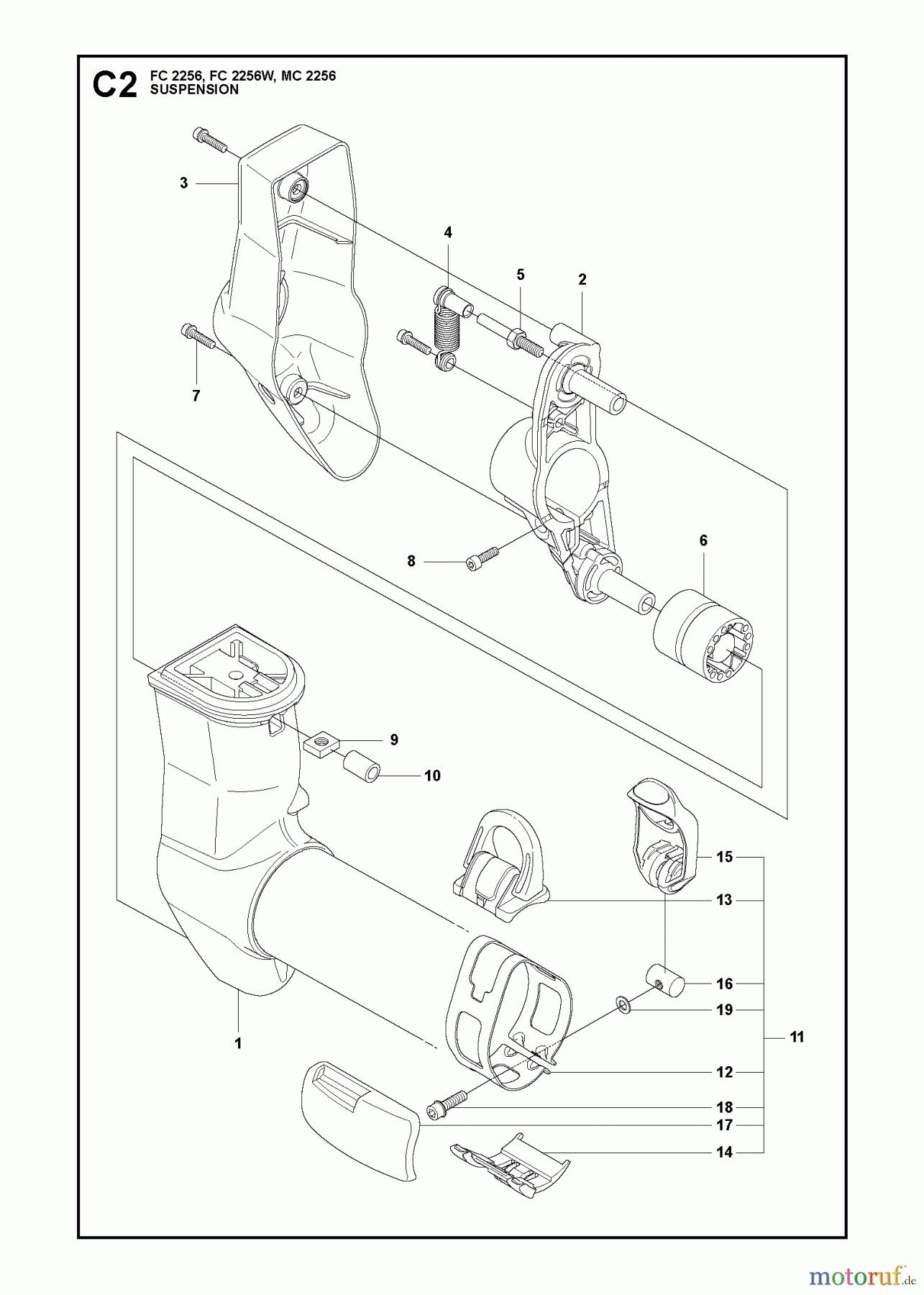 Jonsered Motorsensen, Trimmer FC2256 - Jonsered String/Brush Trimmer (2011-01) SUSPENSION