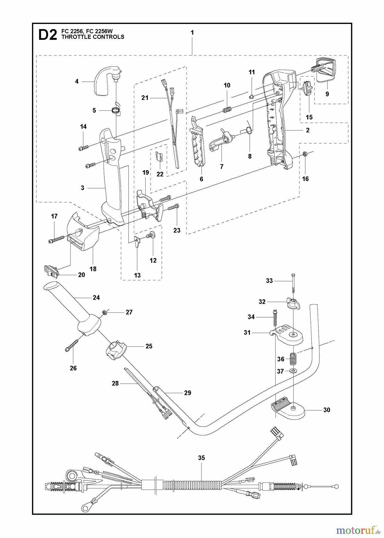 Jonsered Motorsensen, Trimmer FC2256W - Jonsered String/Brush Trimmer (2011-01) THROTTLE CONTROLS