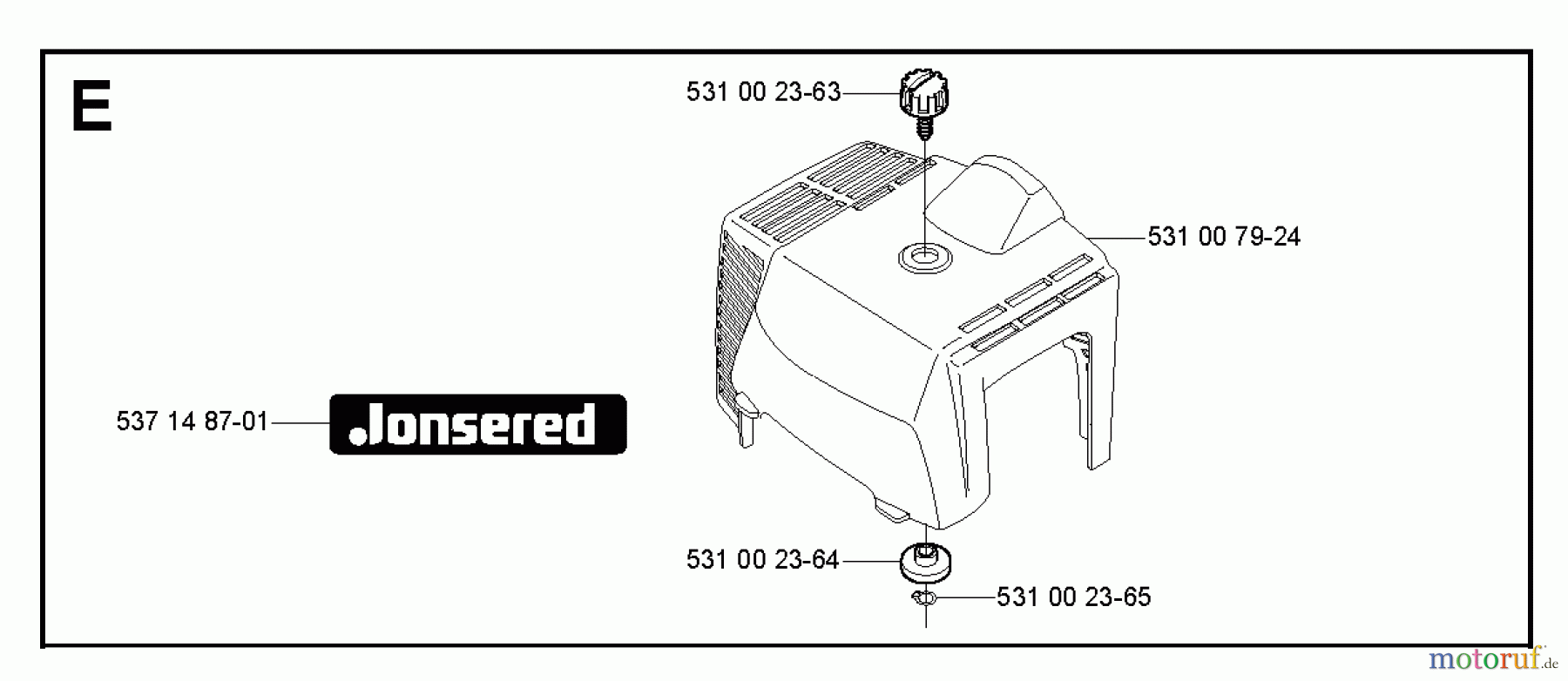 Jonsered Motorsensen, Trimmer GC2032 - Jonsered String/Brush Trimmer (2004-10) CYLINDER COVER