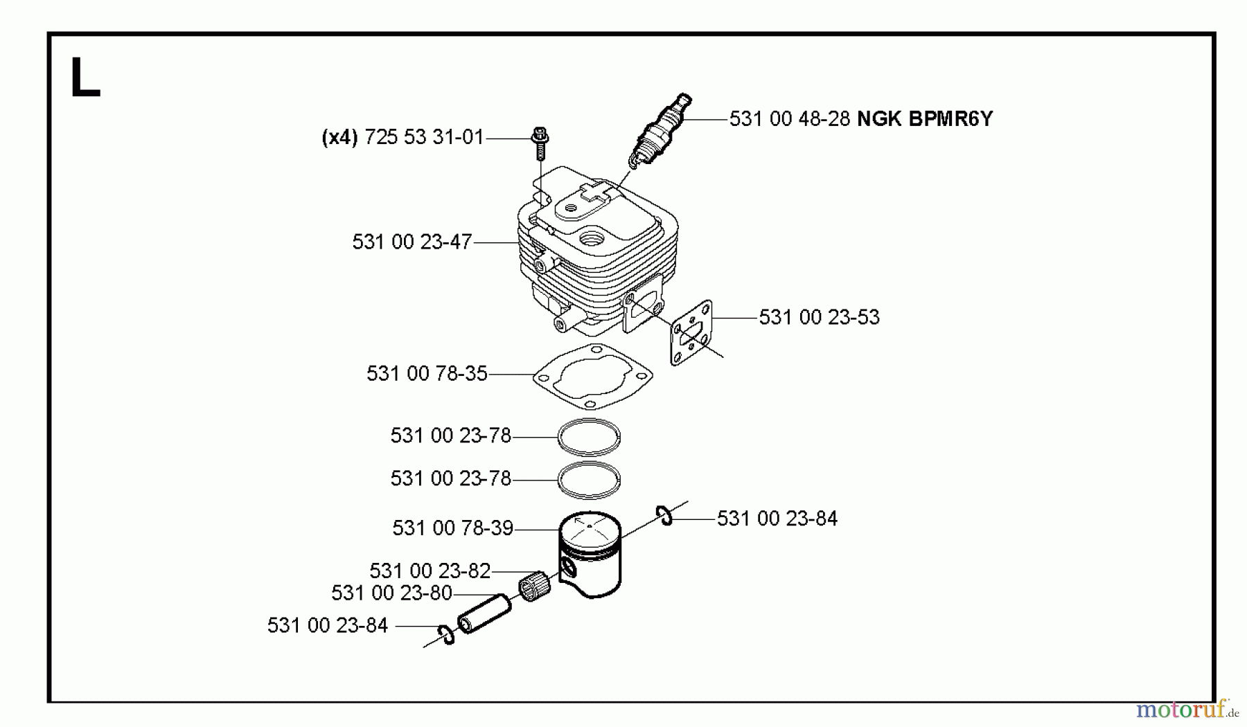 Jonsered Motorsensen, Trimmer GC2032 - Jonsered String/Brush Trimmer (2004-10) CYLINDER PISTON