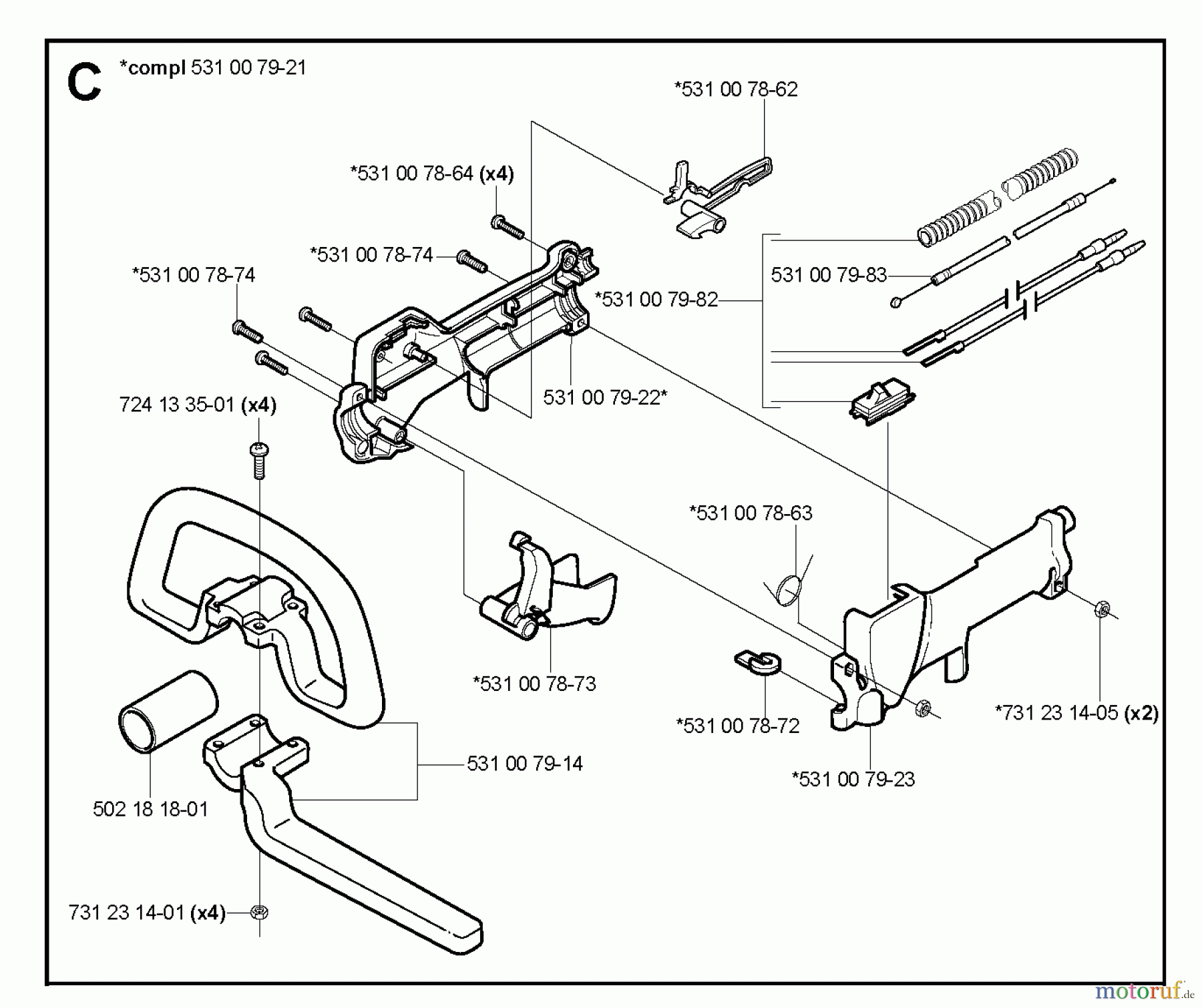 Jonsered Motorsensen, Trimmer GC2032 - Jonsered String/Brush Trimmer (2004-10) HANDLE CONTROLS
