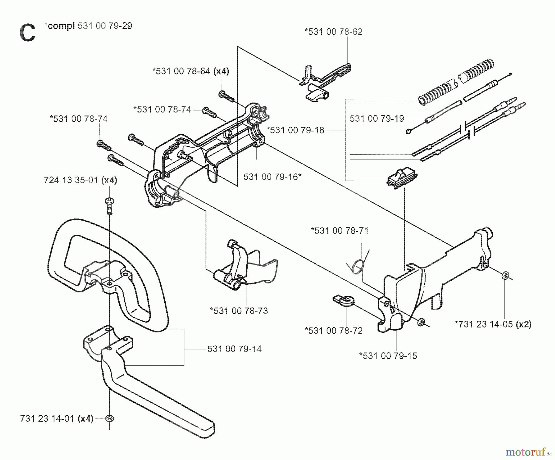 Jonsered Motorsensen, Trimmer GC2052 - Jonsered String/Brush Trimmer (2008-03) HANDLE CONTROLS