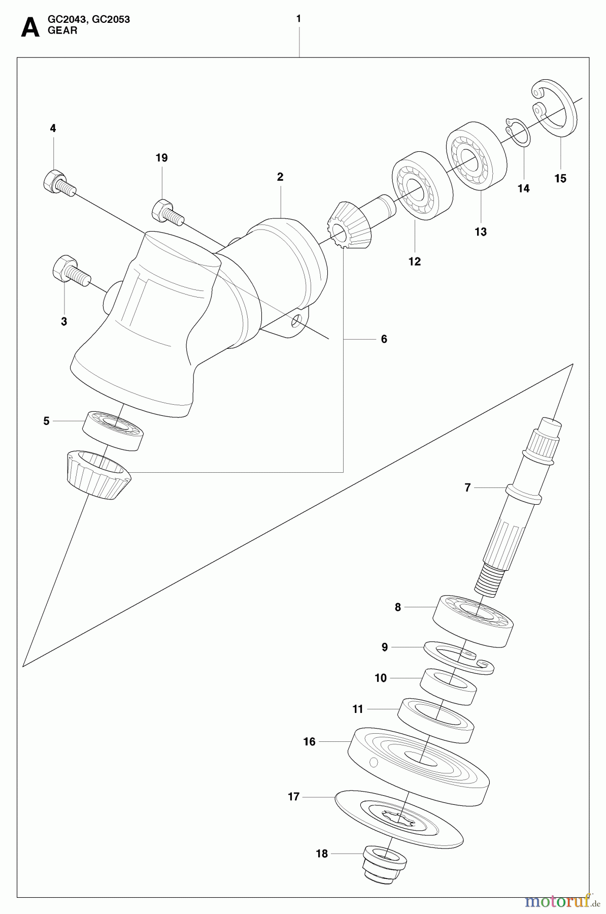 Jonsered Motorsensen, Trimmer GC2043 - Jonsered String/Brush Trimmer (2009-05) BEVEL GEAR