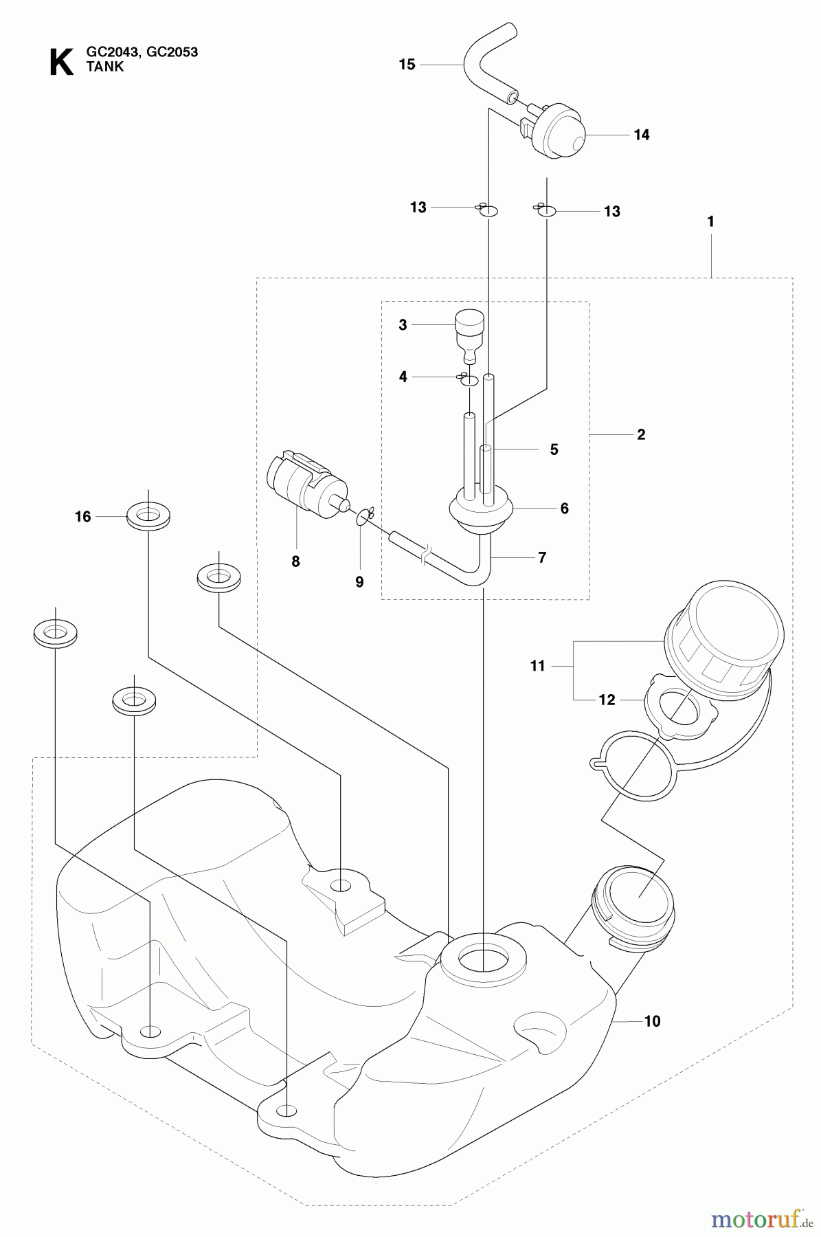  Jonsered Motorsensen, Trimmer GC2043 - Jonsered String/Brush Trimmer (2009-05) FUEL TANK
