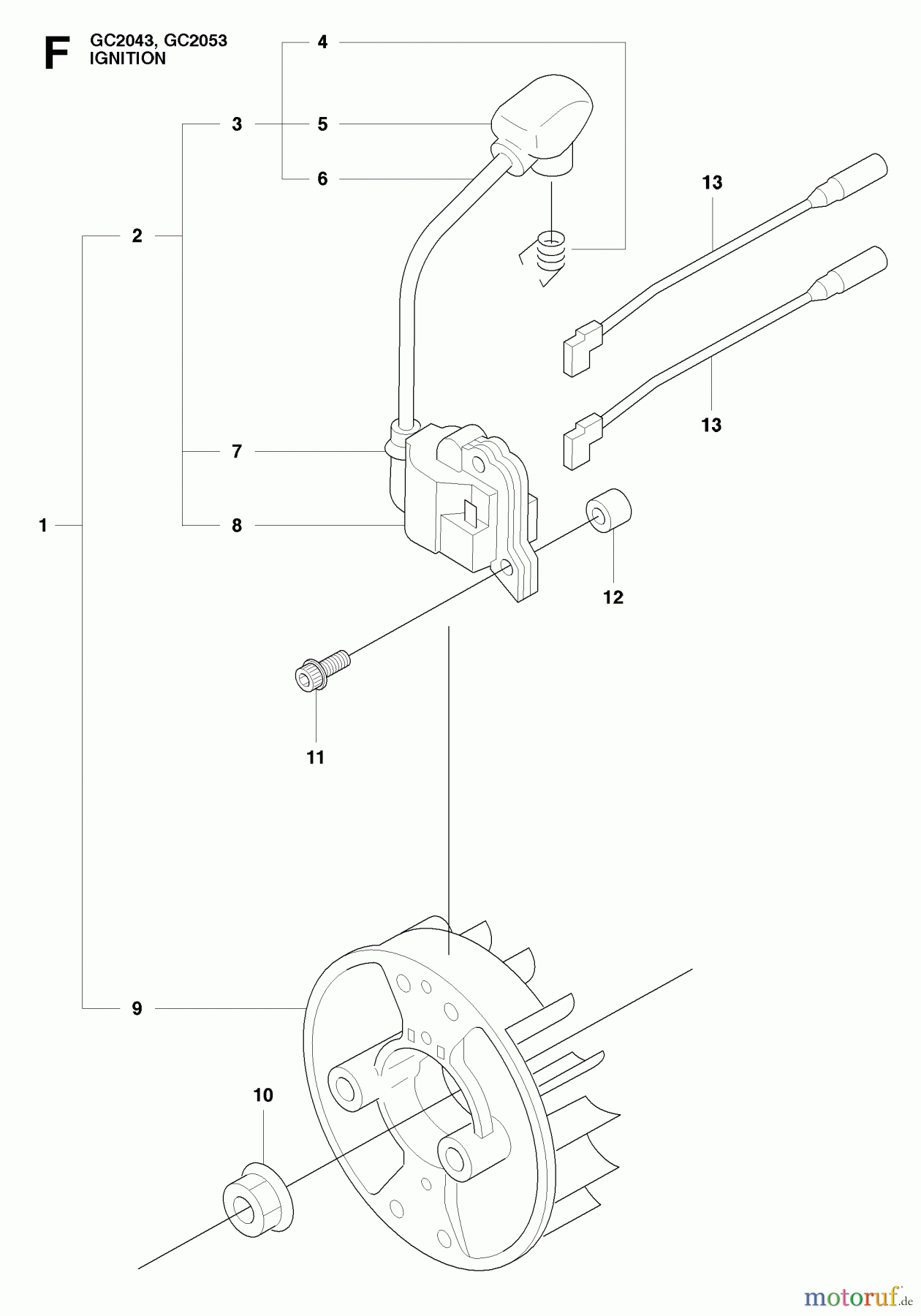 Jonsered Motorsensen, Trimmer GC2043 - Jonsered String/Brush Trimmer (2009-05) IGNITION SYSTEM CLUTCH