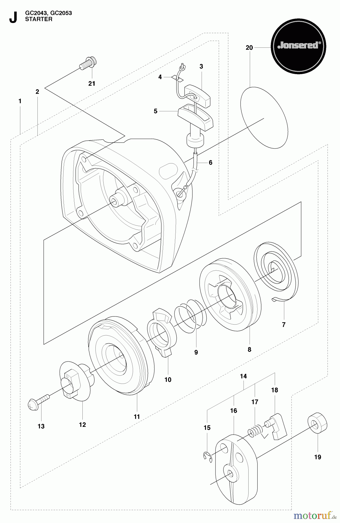 Jonsered Motorsensen, Trimmer GC2043 - Jonsered String/Brush Trimmer (2009-05) STARTER