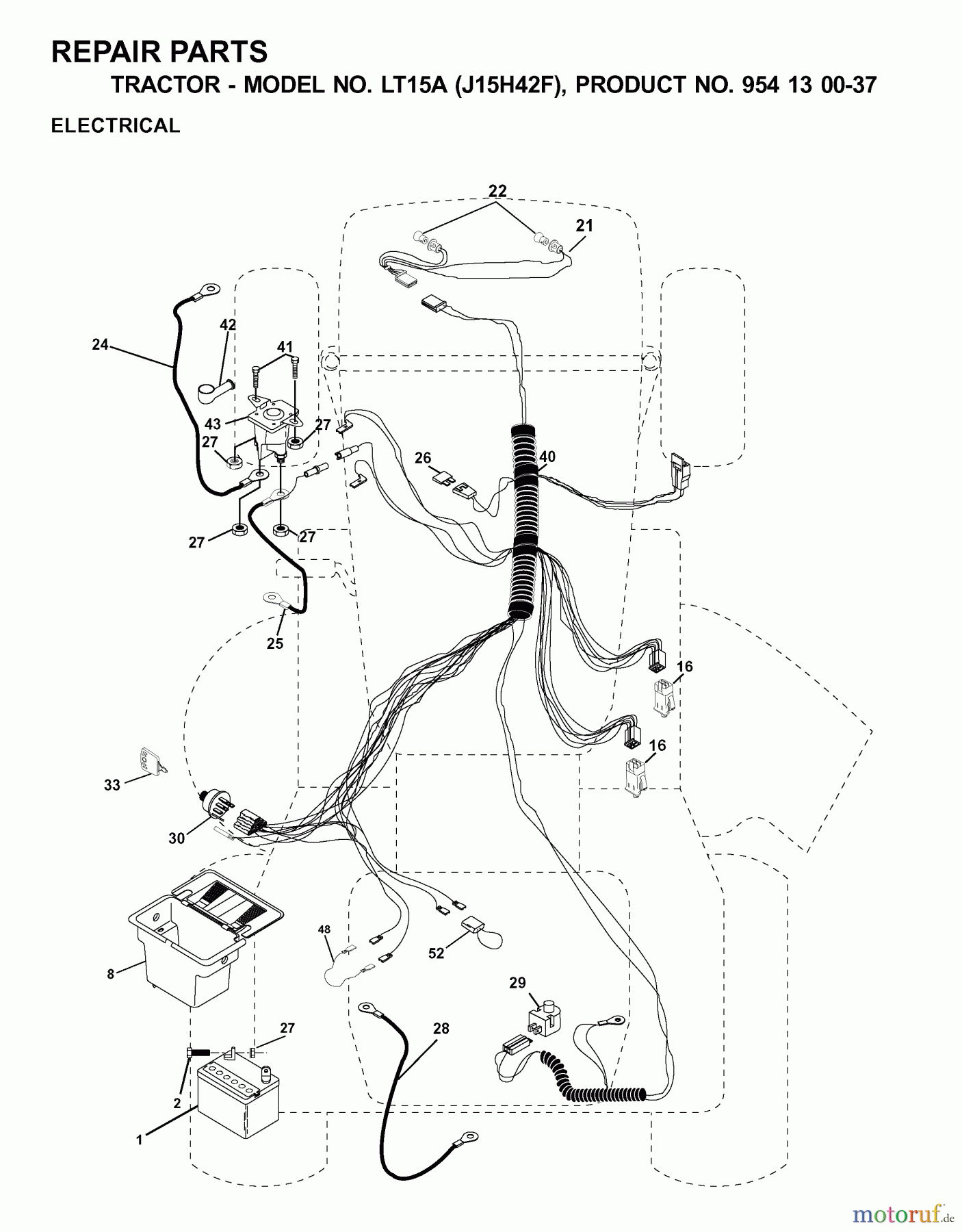  Jonsered Rasen  und Garten Traktoren LT15A (J15H42F, 954130037) - Jonsered Lawn & Garden Tractor (2000-04) ELECTRICAL