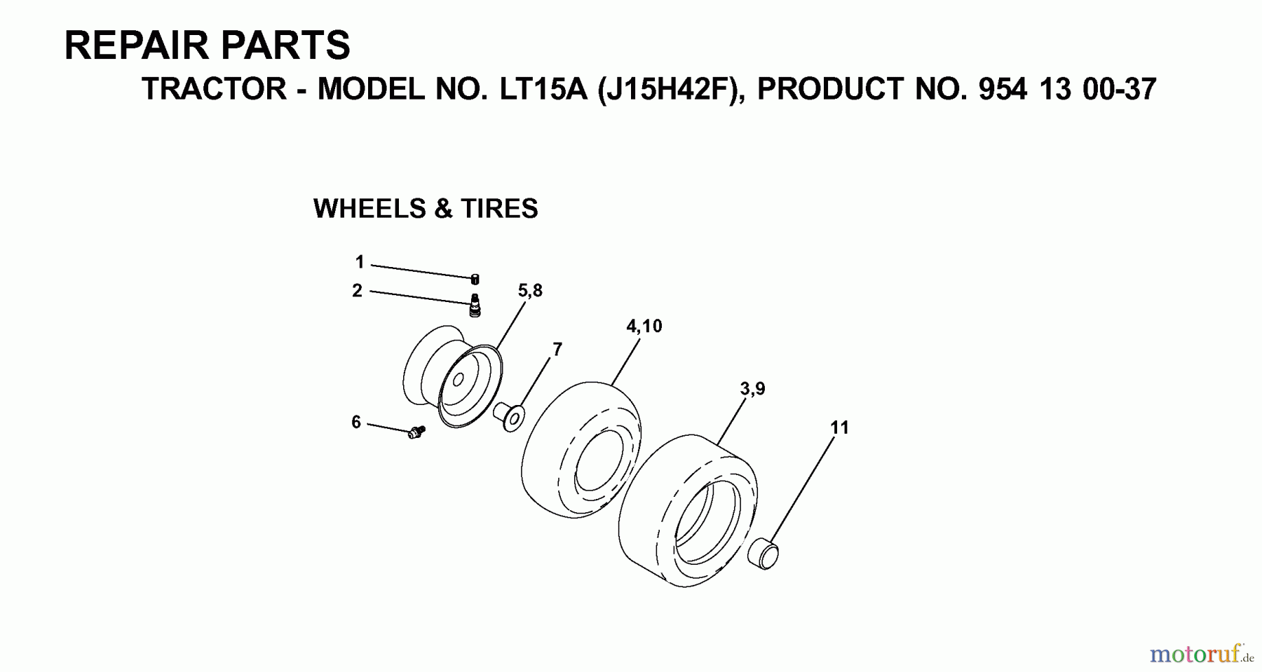 Jonsered Rasen  und Garten Traktoren LT15A (J15H42F, 954130037) - Jonsered Lawn & Garden Tractor (2000-04) WHEELS TIRES
