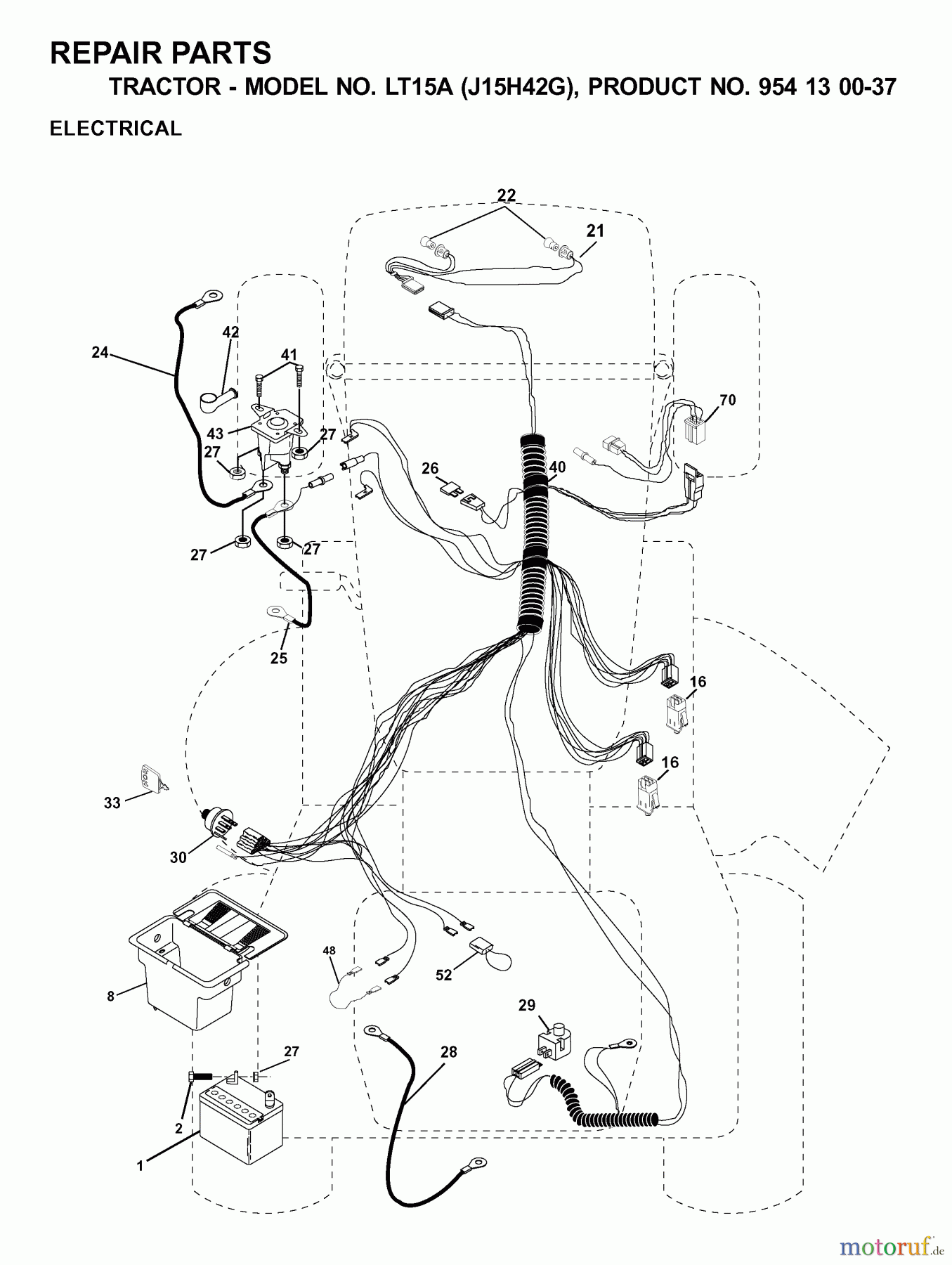 Jonsered Rasen und Garten Traktoren LT15A (J15H42G, 954130037) - Jonsered Lawn & Garden Tractor (2000-04) ELECTRICAL