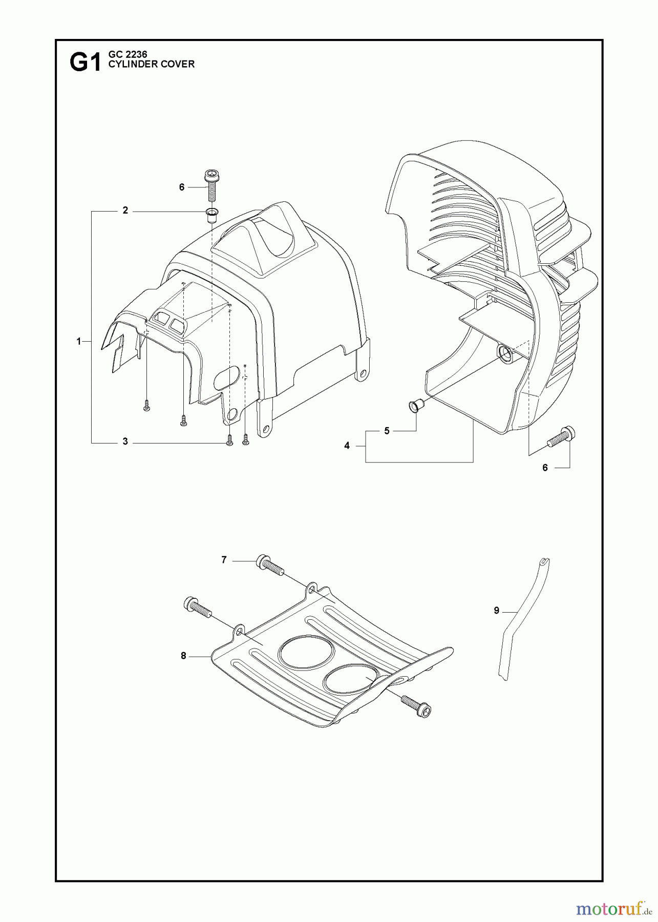 Jonsered Motorsensen, Trimmer GC2236 - Jonsered String/Brush Trimmer (2011-02) CYLINDER COVER #2