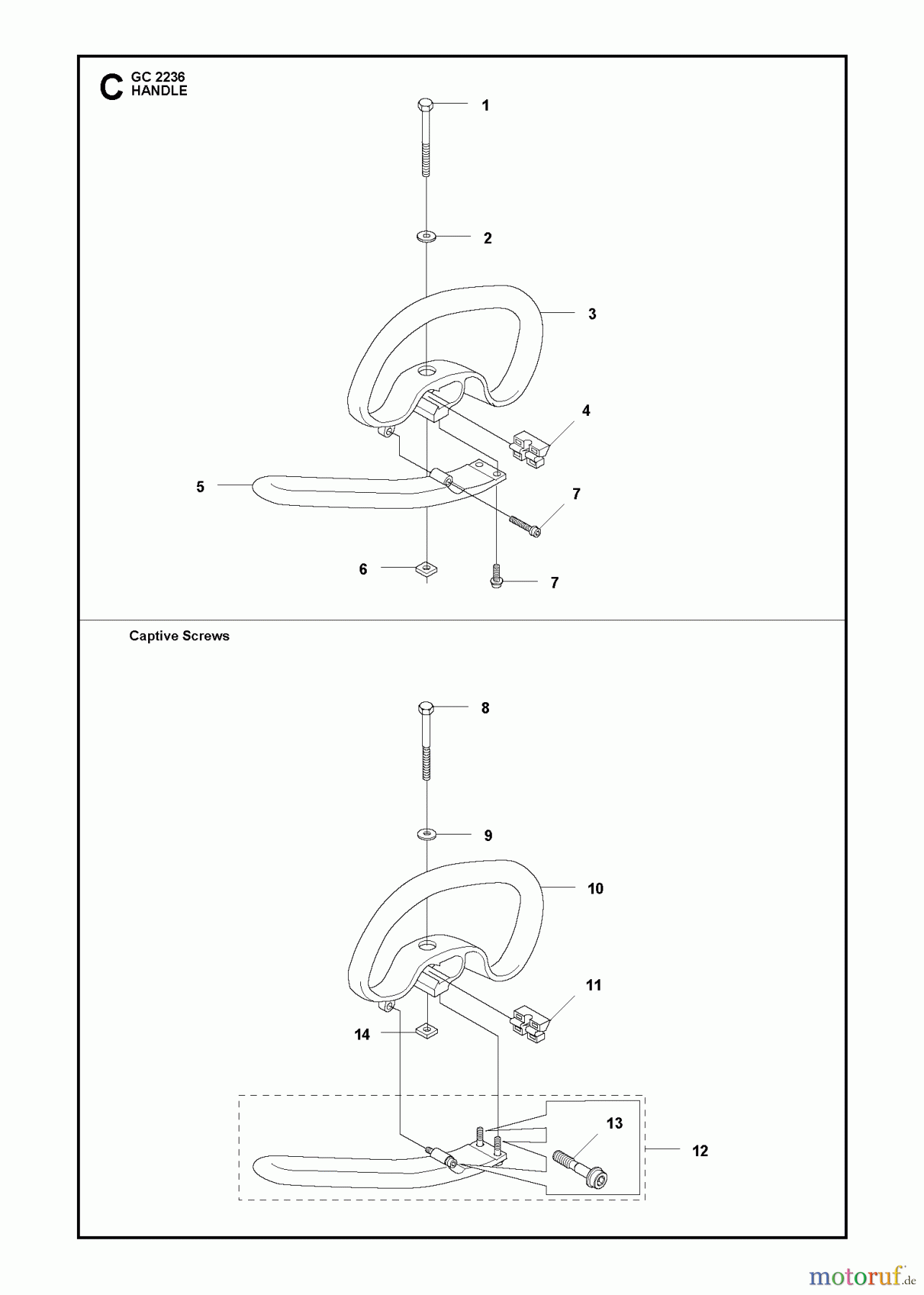 Jonsered Motorsensen, Trimmer GC2236 - Jonsered String/Brush Trimmer (2011-02) HANDLE