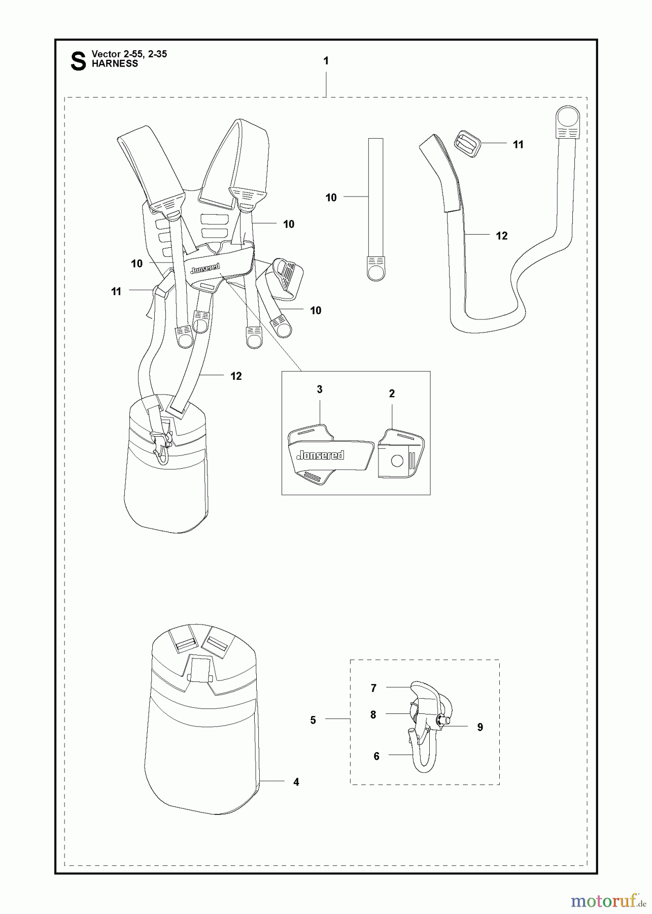 Jonsered Motorsensen, Trimmer GC2236 - Jonsered String/Brush Trimmer (2011-02) HARNESS