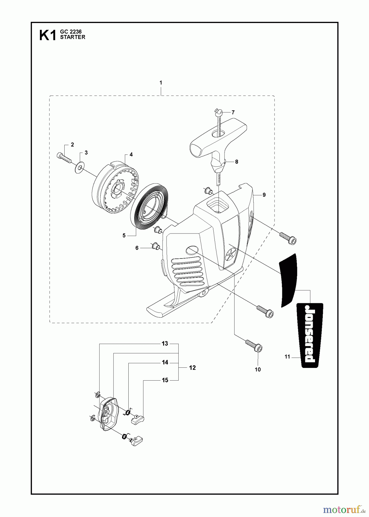 Jonsered Motorsensen, Trimmer GC2236 - Jonsered String/Brush Trimmer (2011-02) STARTER #2
