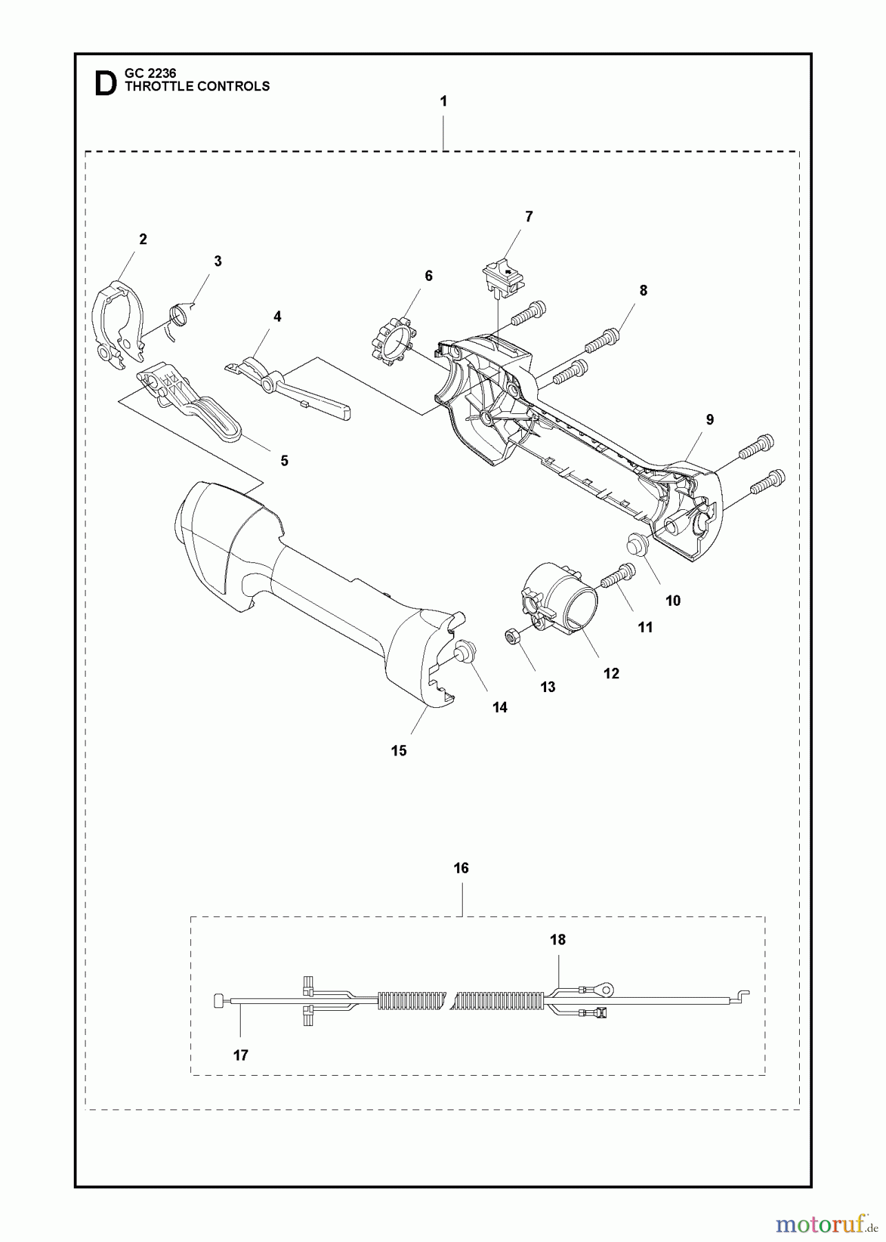 Jonsered Motorsensen, Trimmer GC2236 - Jonsered String/Brush Trimmer (2011-02) THROTTLE CONTROLS