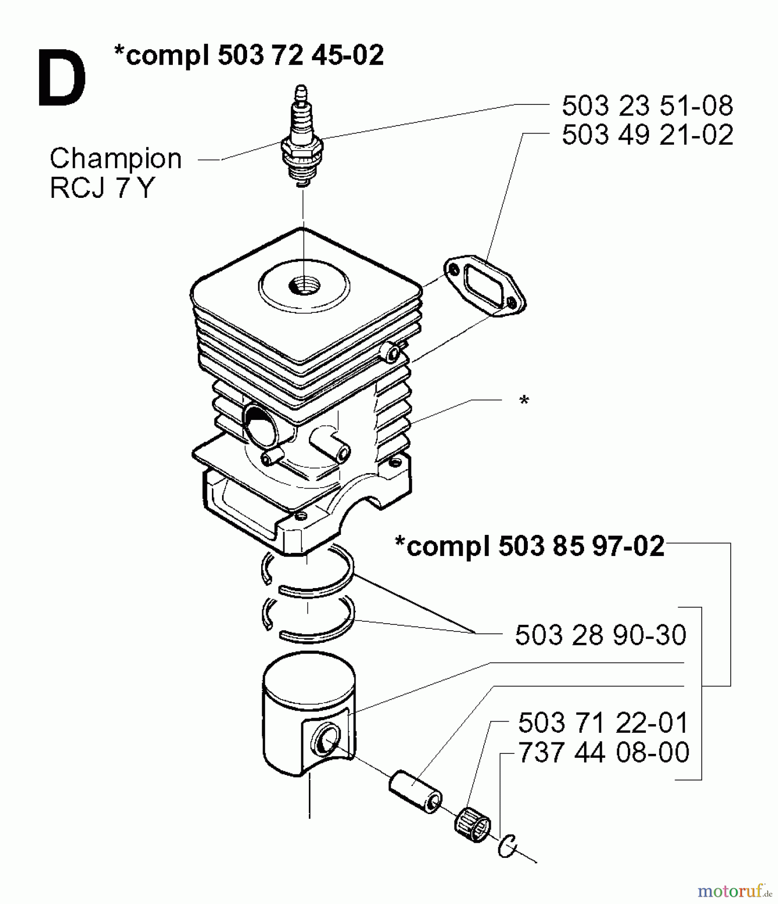 Jonsered Motorsensen, Trimmer GR2026 - Jonsered String/Brush Trimmer (1997-02) CYLINDER PISTON
