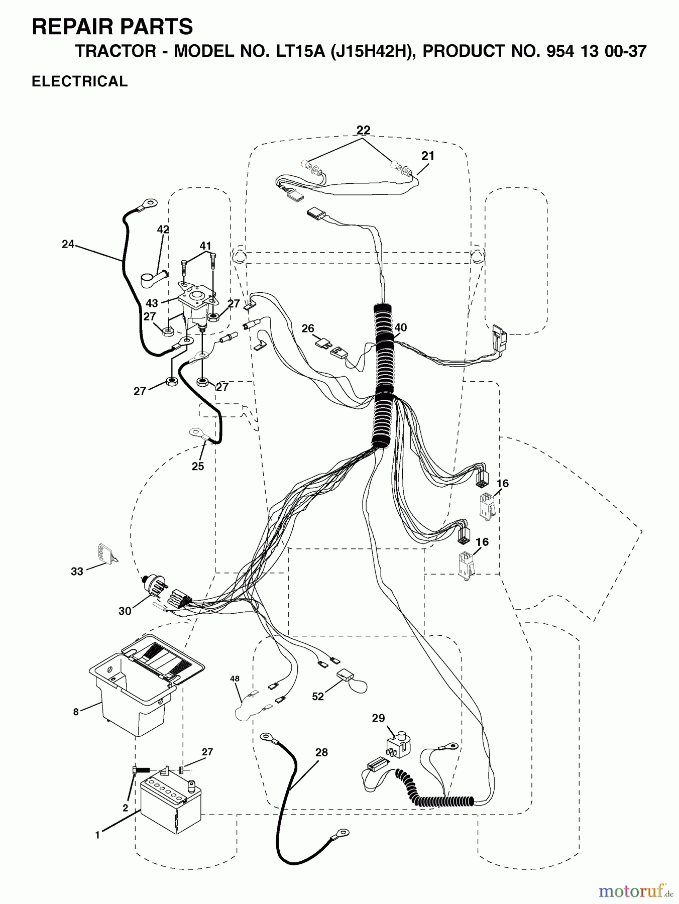Jonsered Rasen und Garten Traktoren LT15A (J15H42H, 954130037) - Jonsered Lawn & Garden Tractor (2001-01) ELECTRICAL