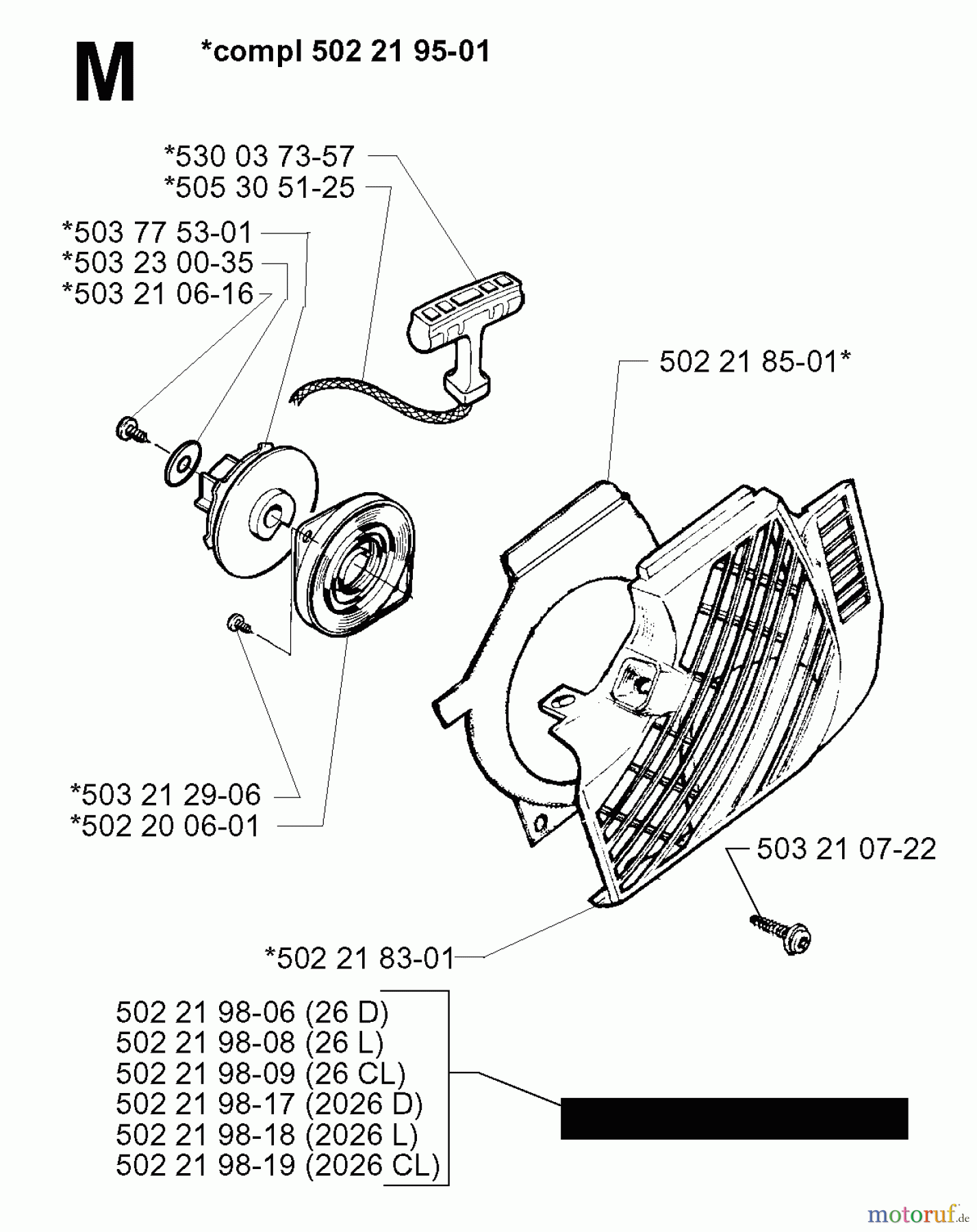 Jonsered Motorsensen, Trimmer GR26 - Jonsered String/Brush Trimmer (1997-02) STARTER