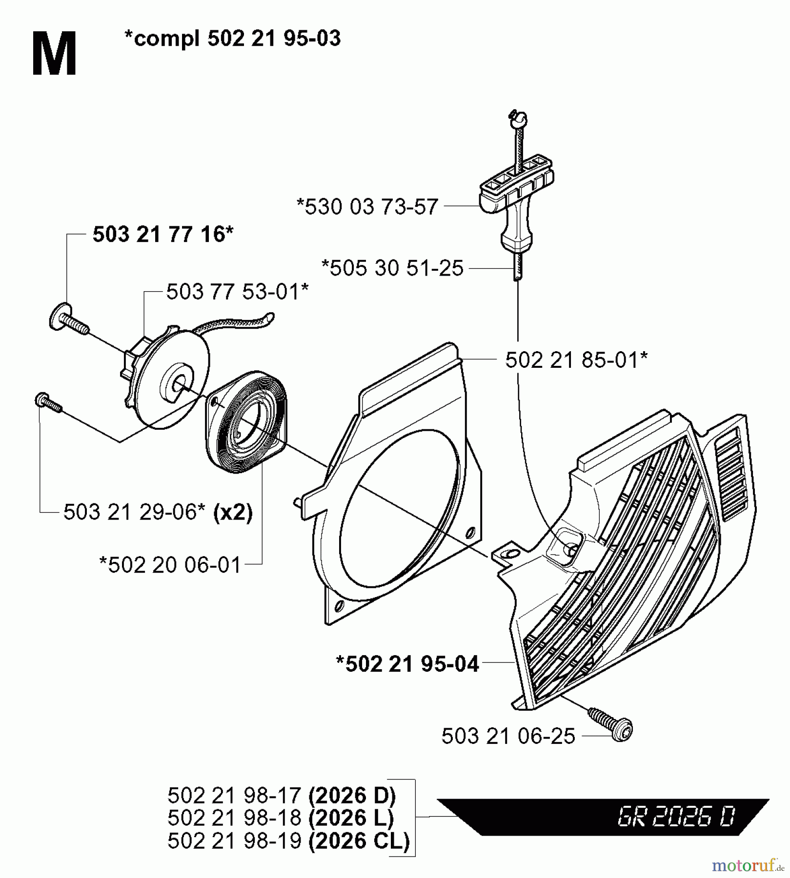 Jonsered Motorsensen, Trimmer GR2026 - Jonsered String/Brush Trimmer (2000-10) STARTER