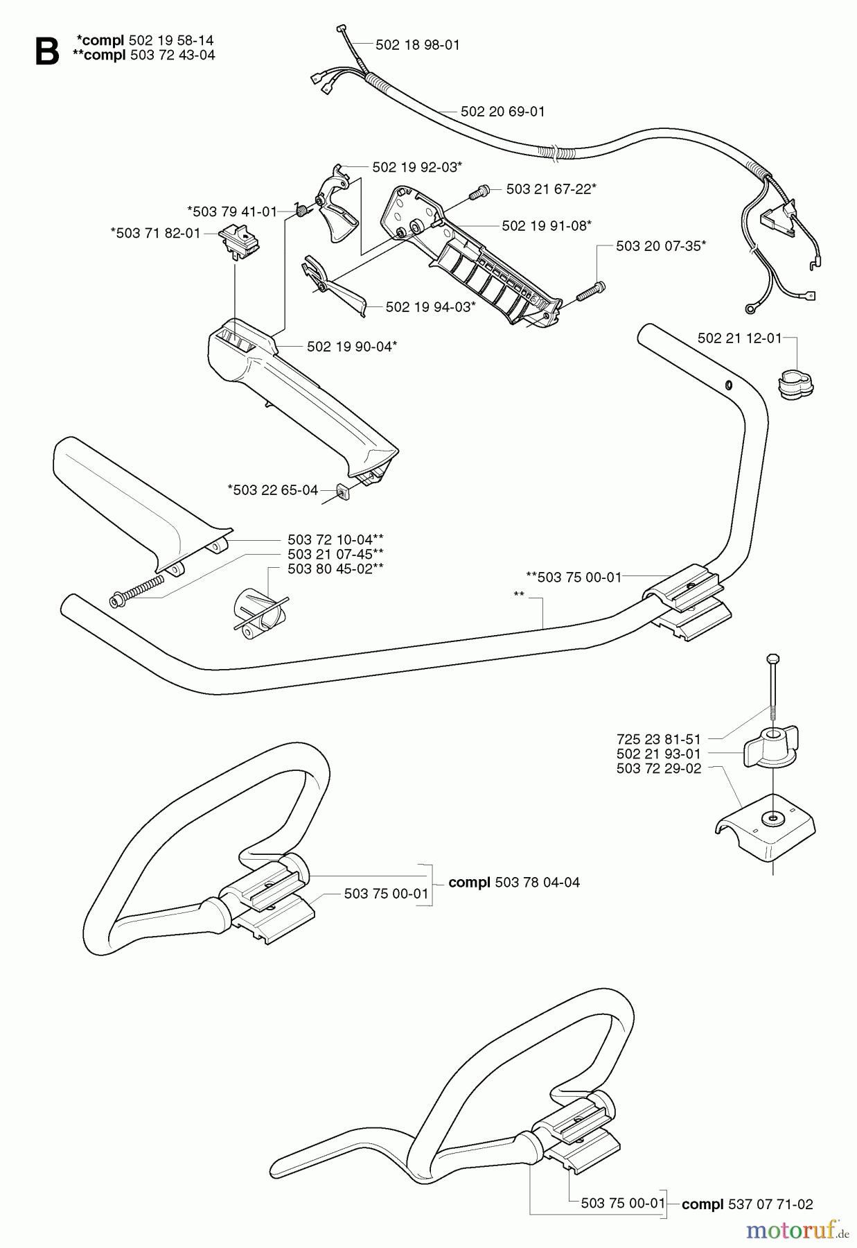 Jonsered Motorsensen, Trimmer GR2026 - Jonsered String/Brush Trimmer (2002-08) HANDLE CONTROLS