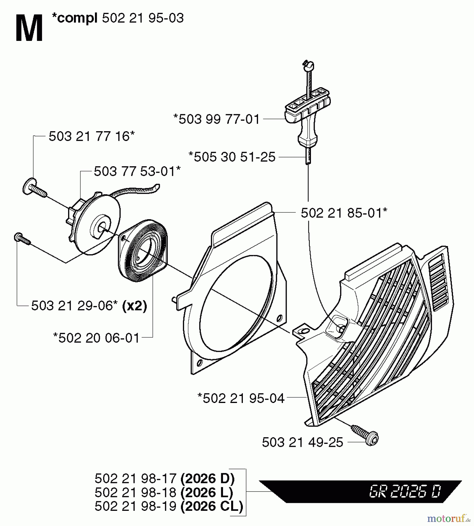 Jonsered Motorsensen, Trimmer GR2026 - Jonsered String/Brush Trimmer (2002-08) STARTER