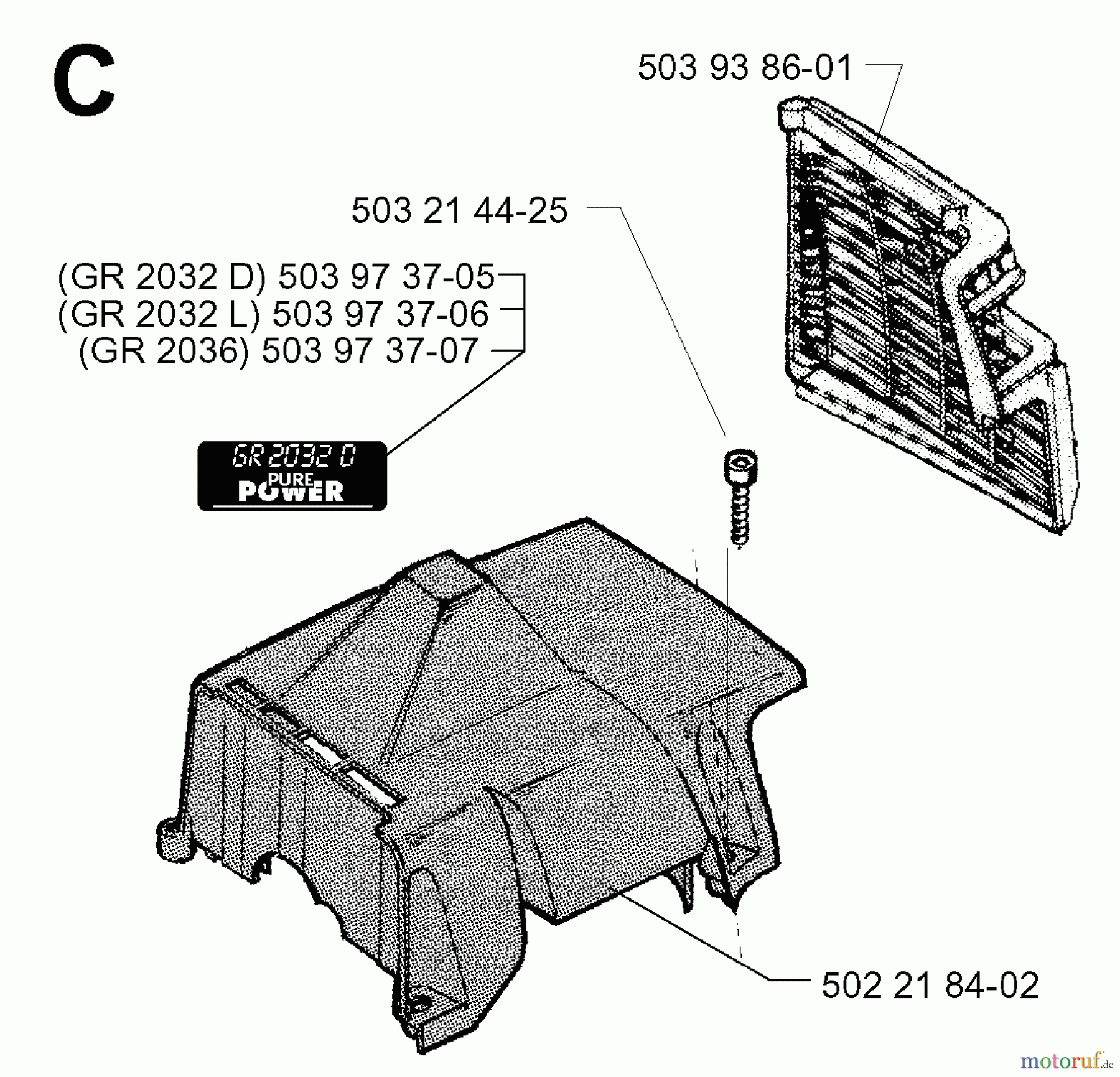 Jonsered Motorsensen, Trimmer GR2036 - Jonsered String/Brush Trimmer (1998-02) CYLINDER COVER