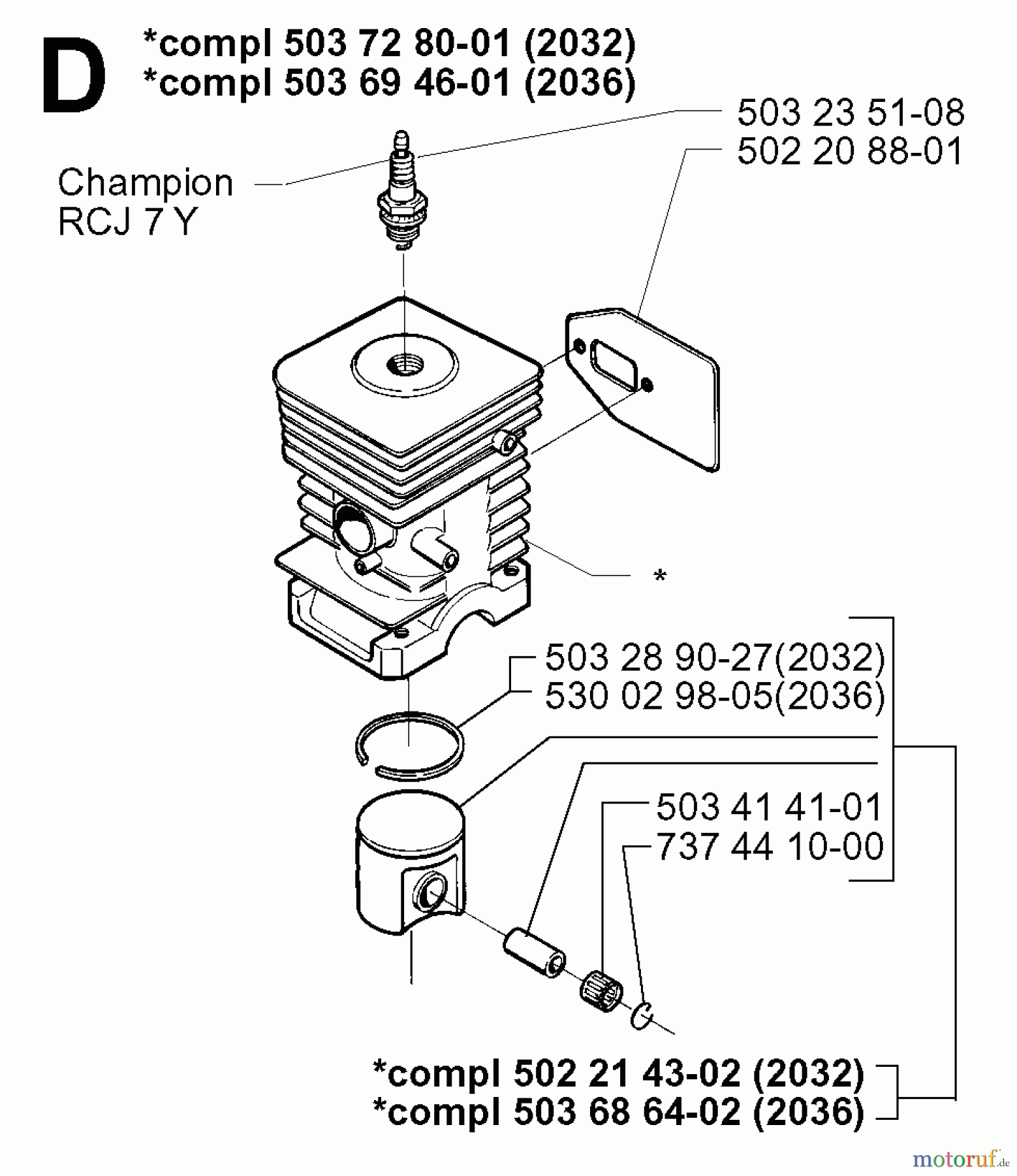 Jonsered Motorsensen, Trimmer GR2032 - Jonsered String/Brush Trimmer (1998-02) CYLINDER PISTON
