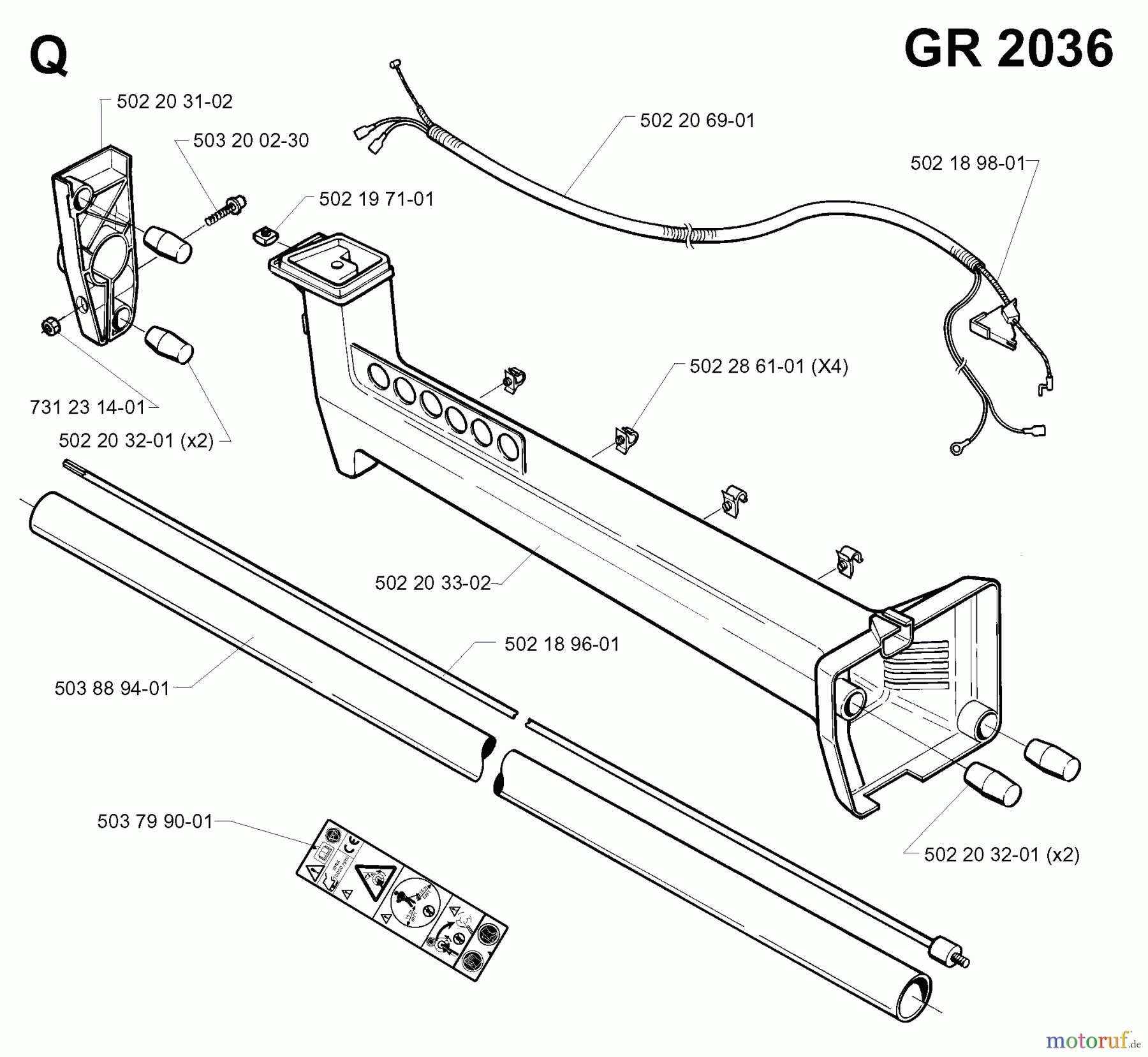 Jonsered Motorsensen, Trimmer GR2032 - Jonsered String/Brush Trimmer (1998-02) SHAFT