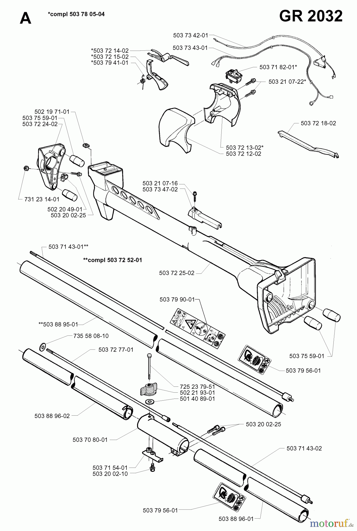 Jonsered Motorsensen, Trimmer GR2036 - Jonsered String/Brush Trimmer (1998-02) SHAFT HANDLE