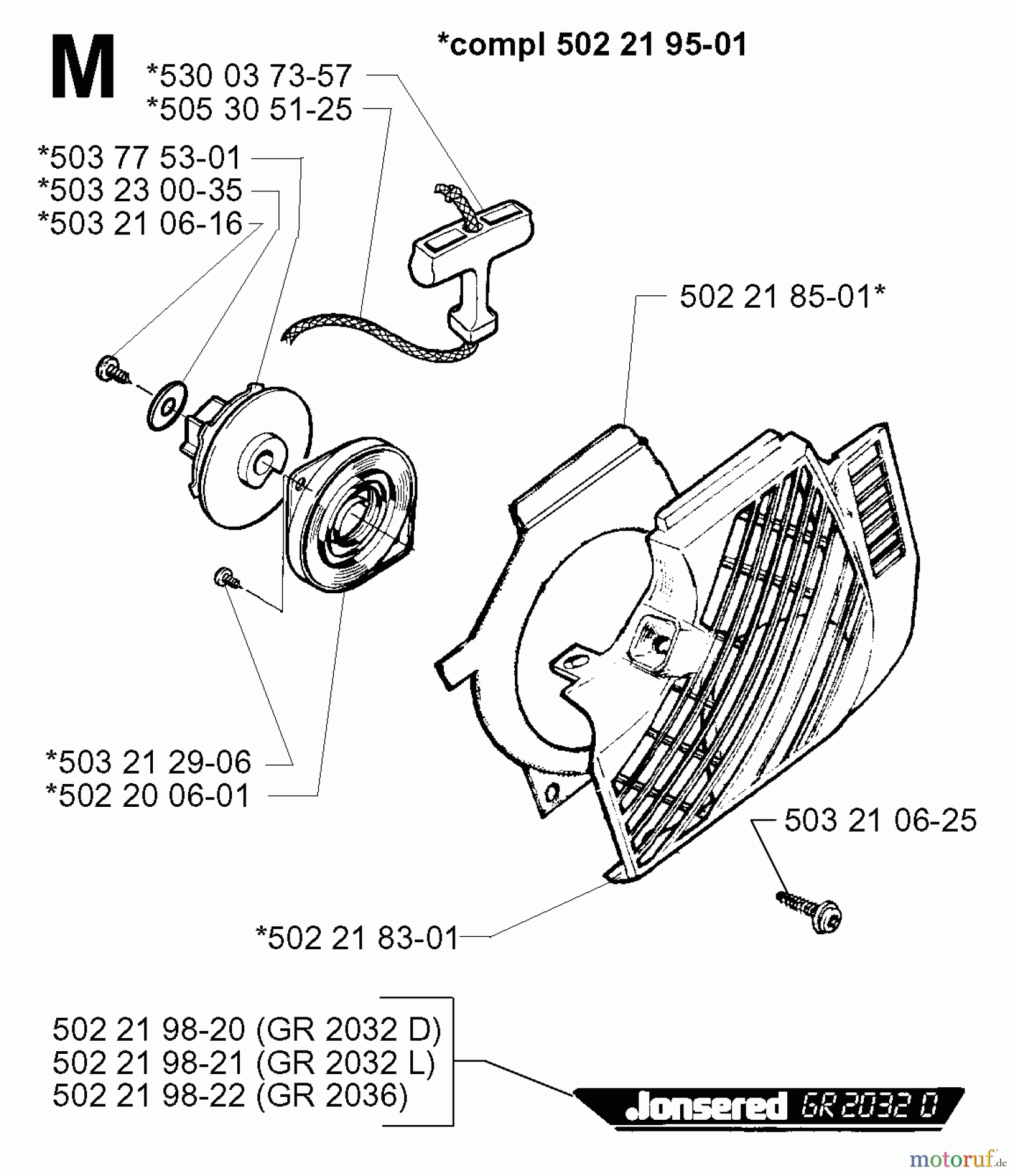 Jonsered Motorsensen, Trimmer GR2032 - Jonsered String/Brush Trimmer (1998-02) STARTER