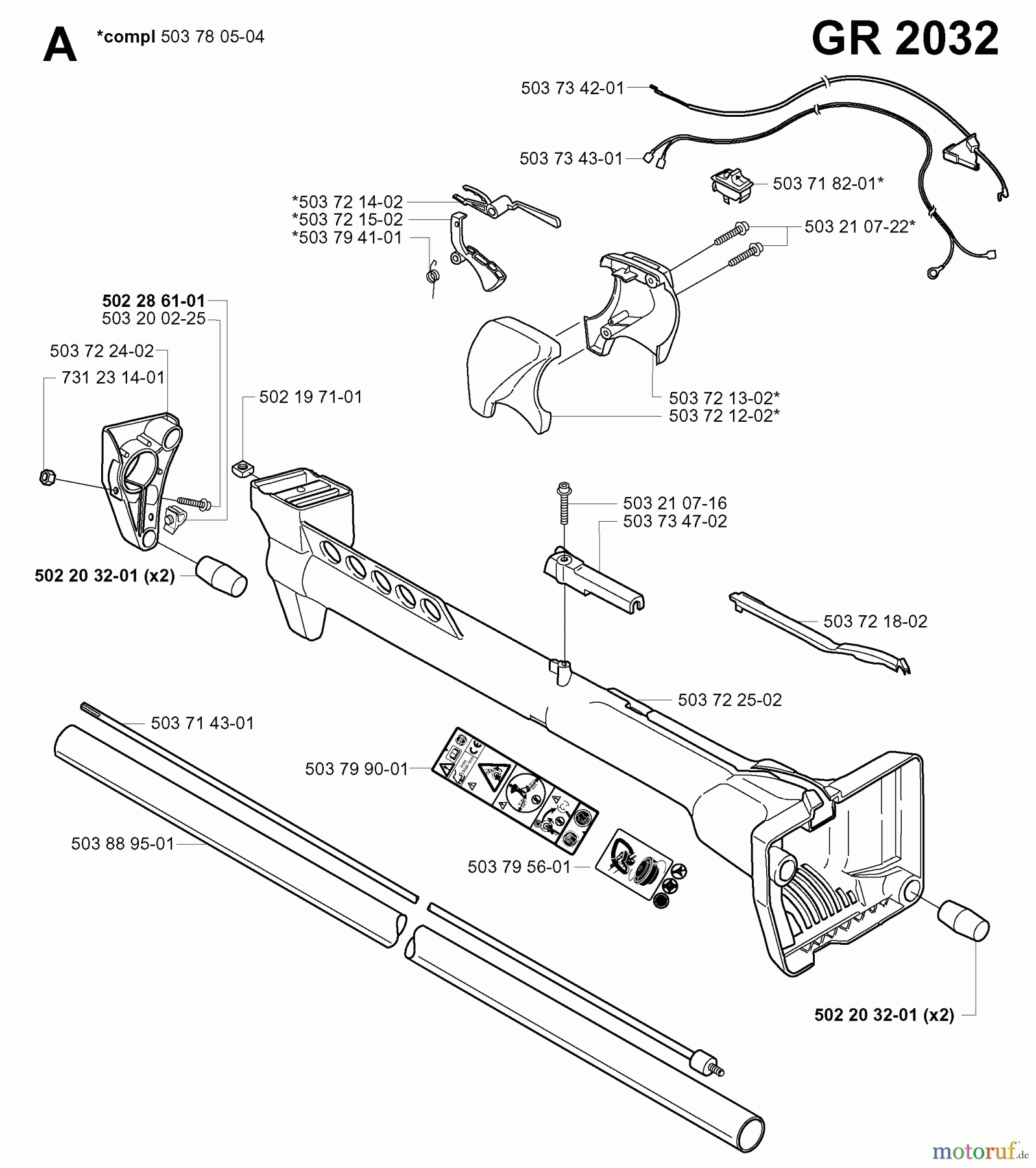 Jonsered Motorsensen, Trimmer GR2032 - Jonsered String/Brush Trimmer (2000-10) SHAFT HANDLE