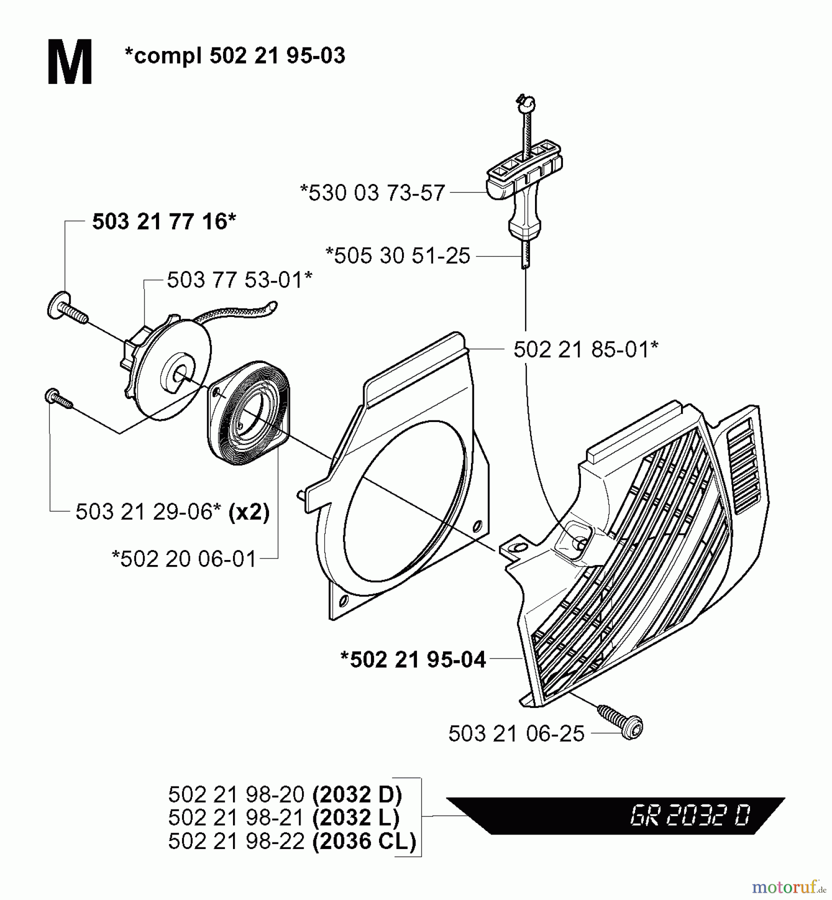 Jonsered Motorsensen, Trimmer GR2032 - Jonsered String/Brush Trimmer (2000-10) STARTER