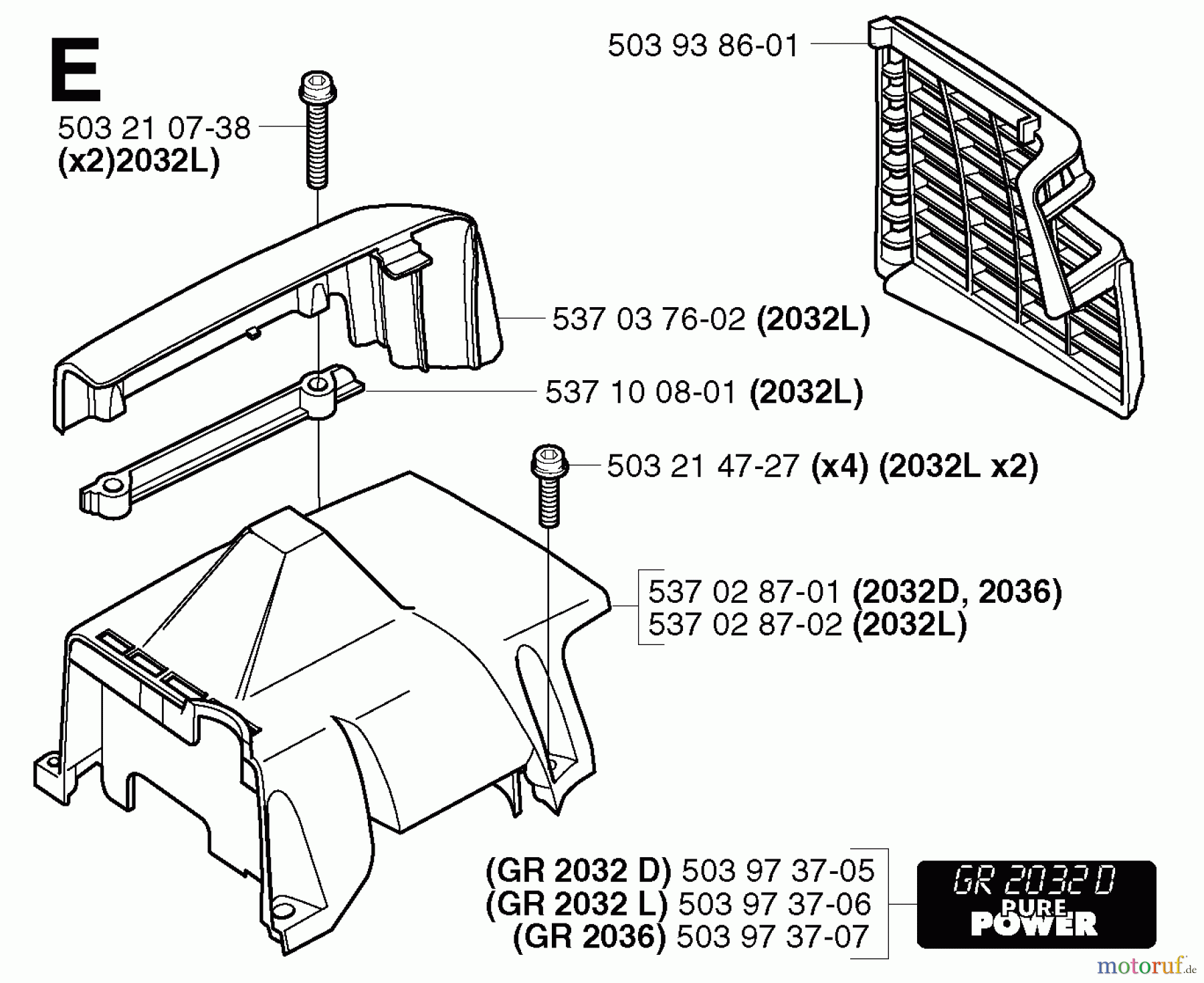Jonsered Motorsensen, Trimmer GR2032 - Jonsered String/Brush Trimmer (2002-08) CYLINDER COVER