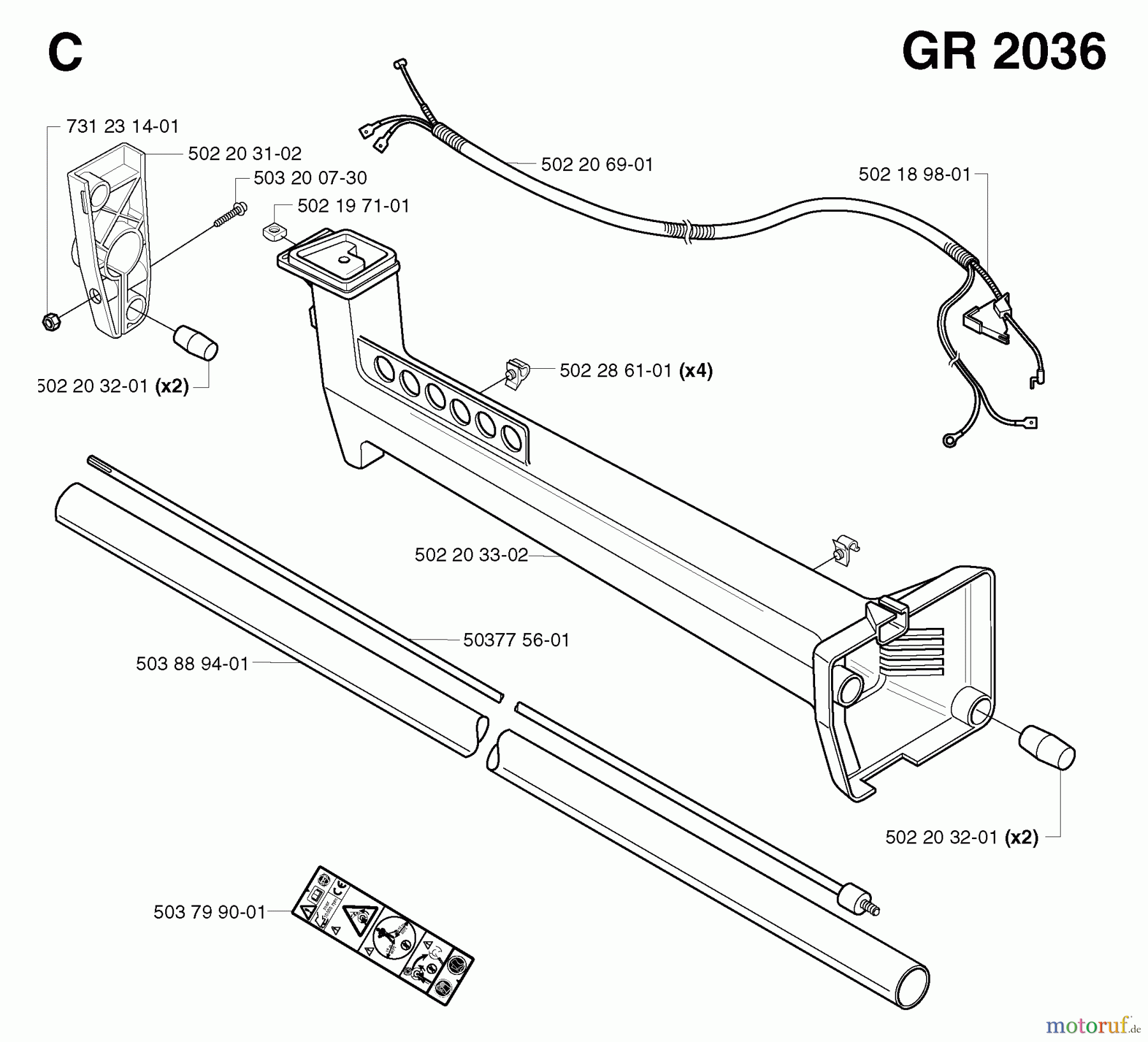 Jonsered Motorsensen, Trimmer GR2036 - Jonsered String/Brush Trimmer (2002-08) SHAFT #2