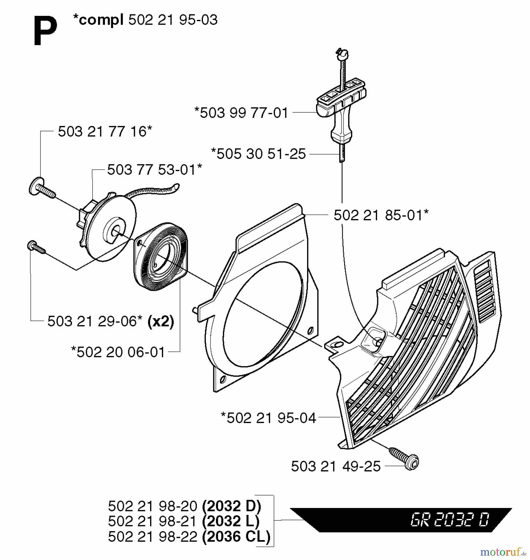 Jonsered Motorsensen, Trimmer GR2036 - Jonsered String/Brush Trimmer (2002-08) STARTER