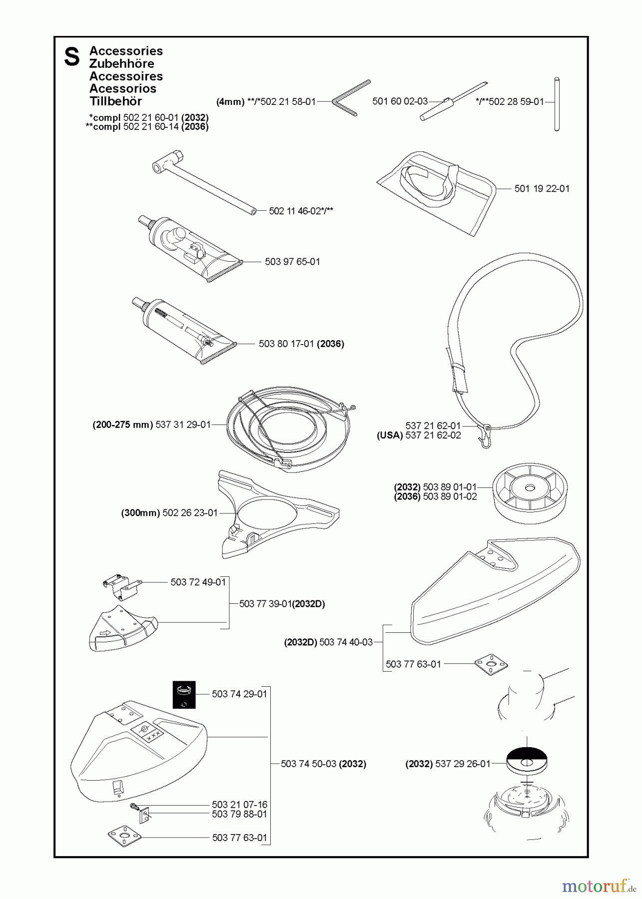 Jonsered Motorsensen, Trimmer GR2036 - Jonsered String/Brush Trimmer (2006-10) ACCESSORIES