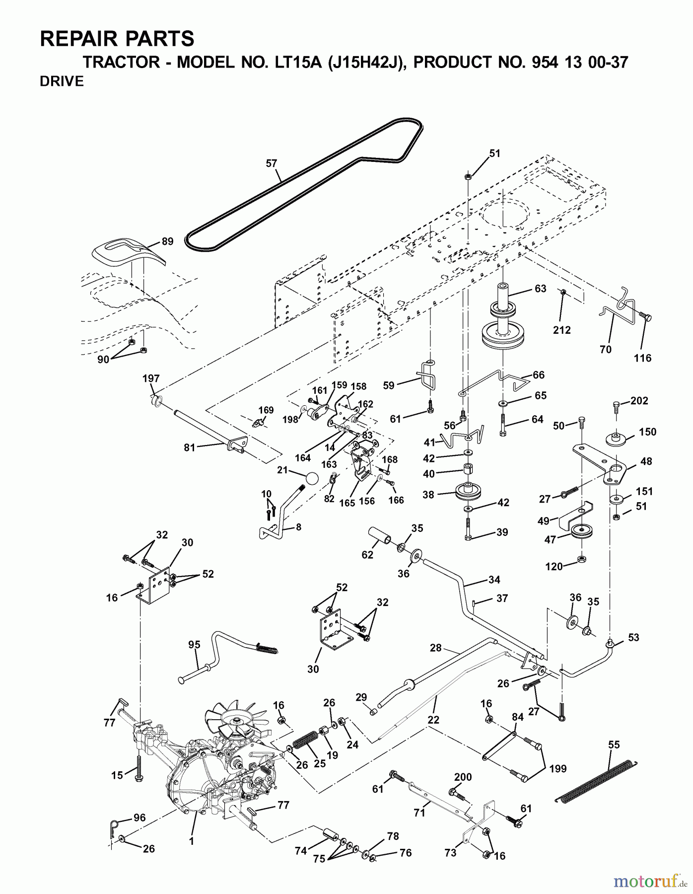 Jonsered Rasen und Garten Traktoren LT15A (J15H42J, 954130037) - Jonsered Lawn & Garden Tractor (2001-01) DRIVE